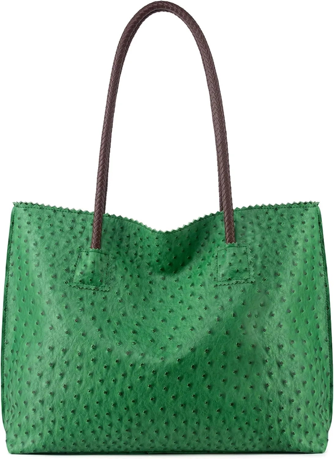 Milan Chiva Tote Bag for Women with Zipper Large Ostrich Vegan Leather Shoulder Purses and Handbags