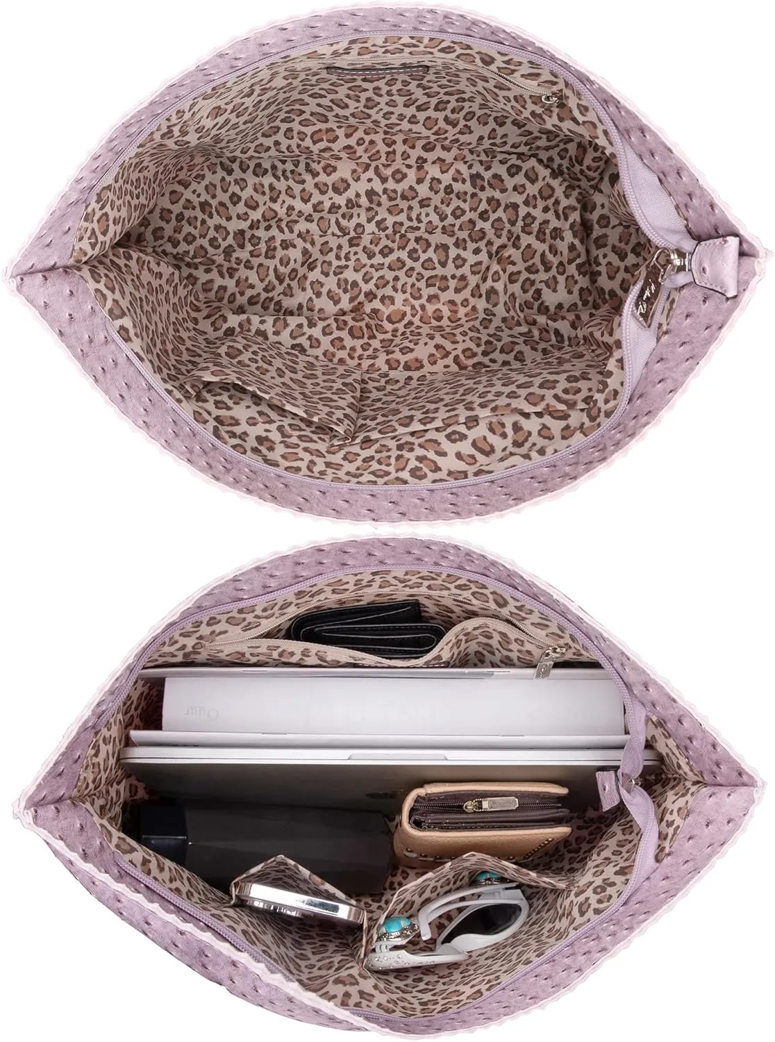 Milan Chiva Tote Bag for Women with Zipper Large Ostrich Vegan Leather Shoulder Purses and Handbags