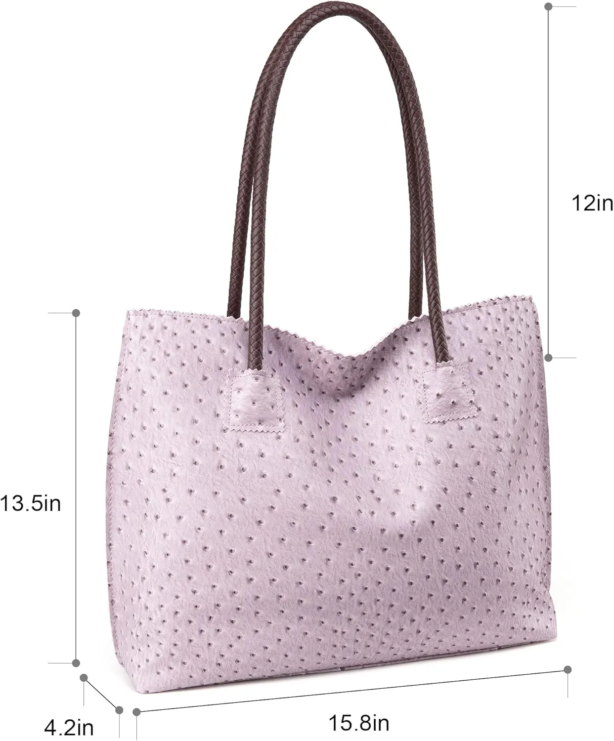 Milan Chiva Tote Bag for Women with Zipper Large Ostrich Vegan Leather Shoulder Purses and Handbags