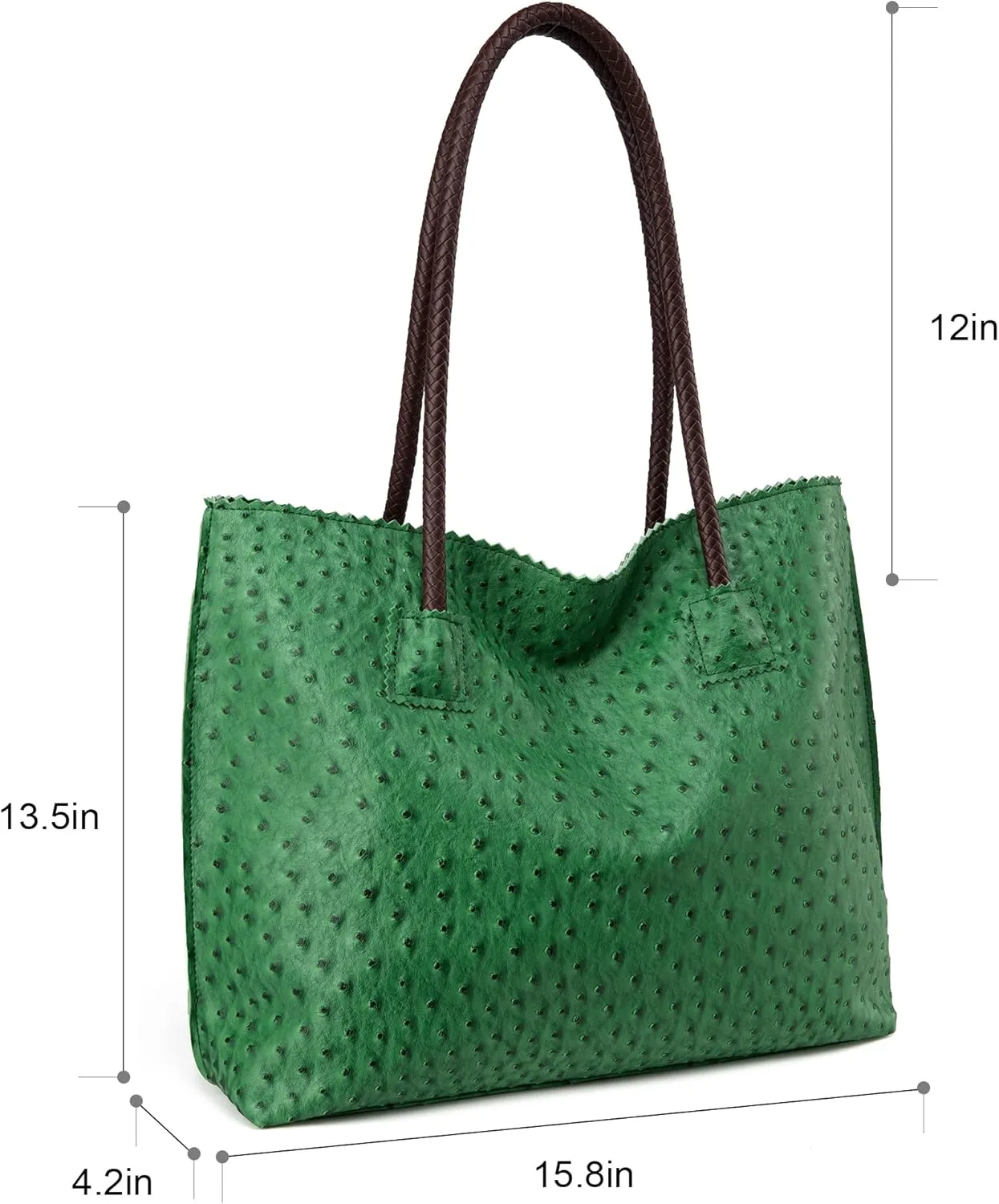 Milan Chiva Tote Bag for Women with Zipper Large Ostrich Vegan Leather Shoulder Purses and Handbags