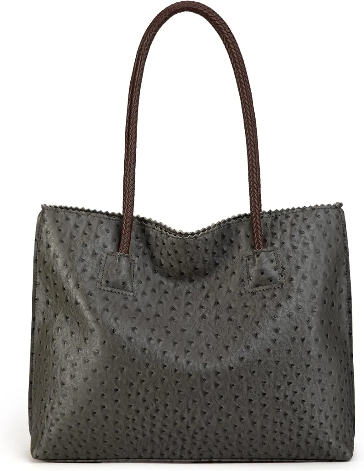 Milan Chiva Tote Bag for Women with Zipper Large Ostrich Vegan Leather Shoulder Purses and Handbags
