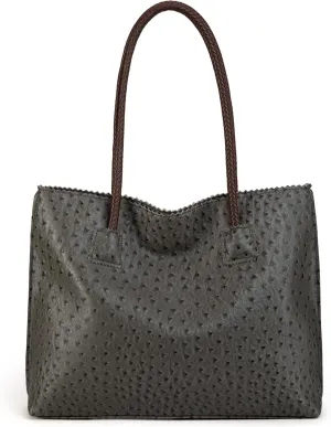 Milan Chiva Tote Bag for Women with Zipper Large Ostrich Vegan Leather Shoulder Purses and Handbags
