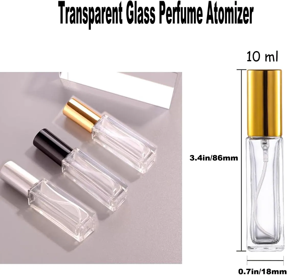 Mini Perfume Atomizer 10ml Refillable Glass Perfume Bottles Empty Spray Bottles for Travel Fine Mist Sprayer for Toiletries Sample Dispenser (15 Pcs Gold)