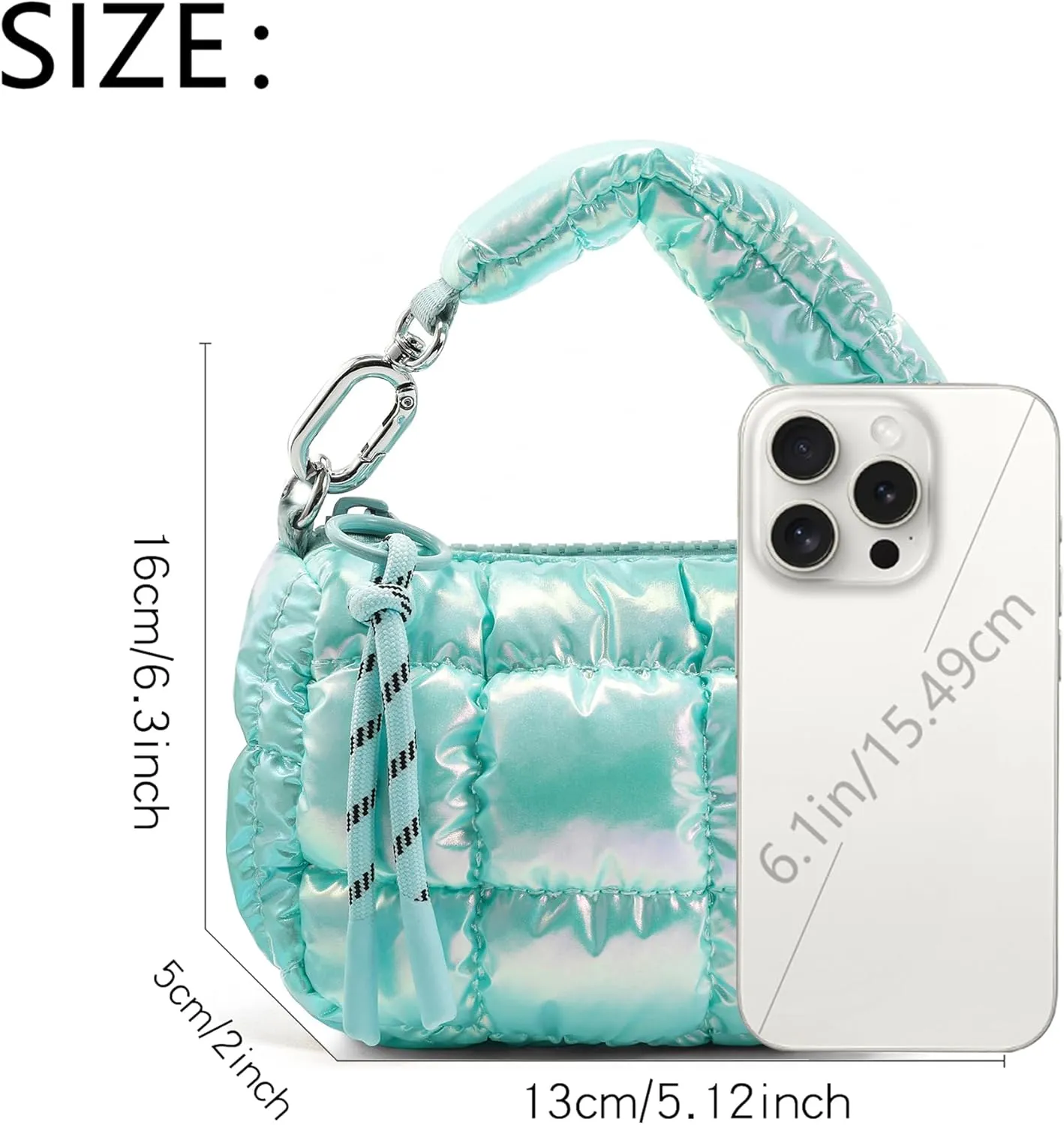 Mini Quilted Wristlet Bag for Women, Puffer Handbags,Evening Bags,Charm Lipstick Bag,Cute bag Charm for Gift
