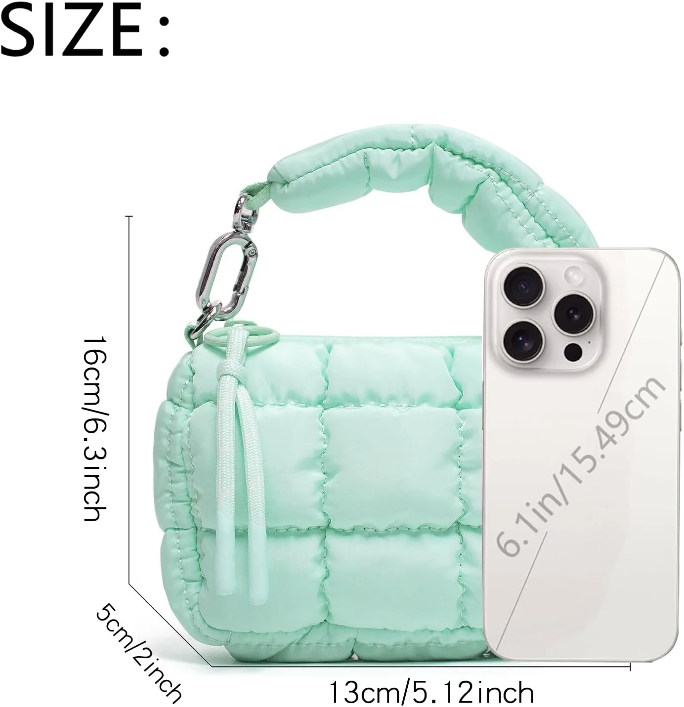 Mini Quilted Wristlet Bag for Women, Puffer Handbags,Evening Bags,Charm Lipstick Bag,Cute bag Charm for Gift