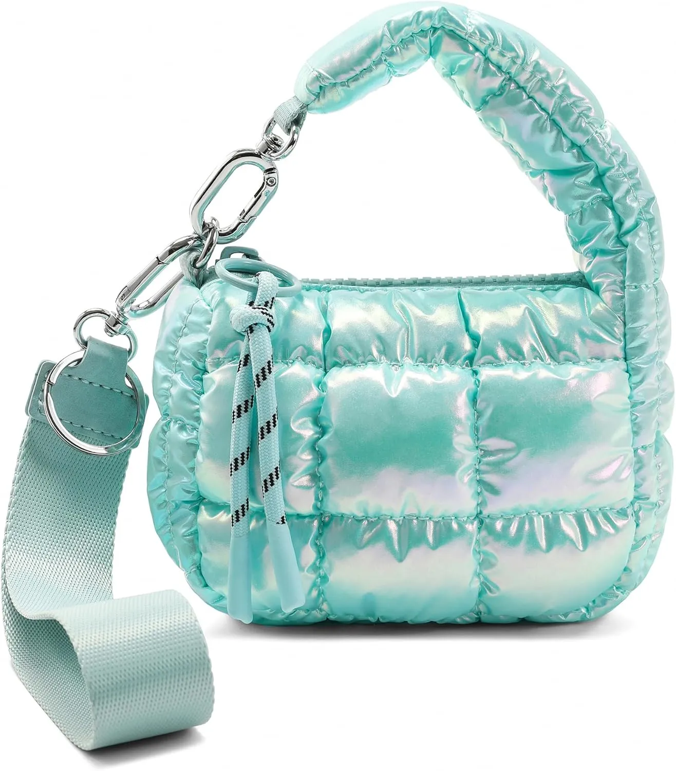 Mini Quilted Wristlet Bag for Women, Puffer Handbags,Evening Bags,Charm Lipstick Bag,Cute bag Charm for Gift