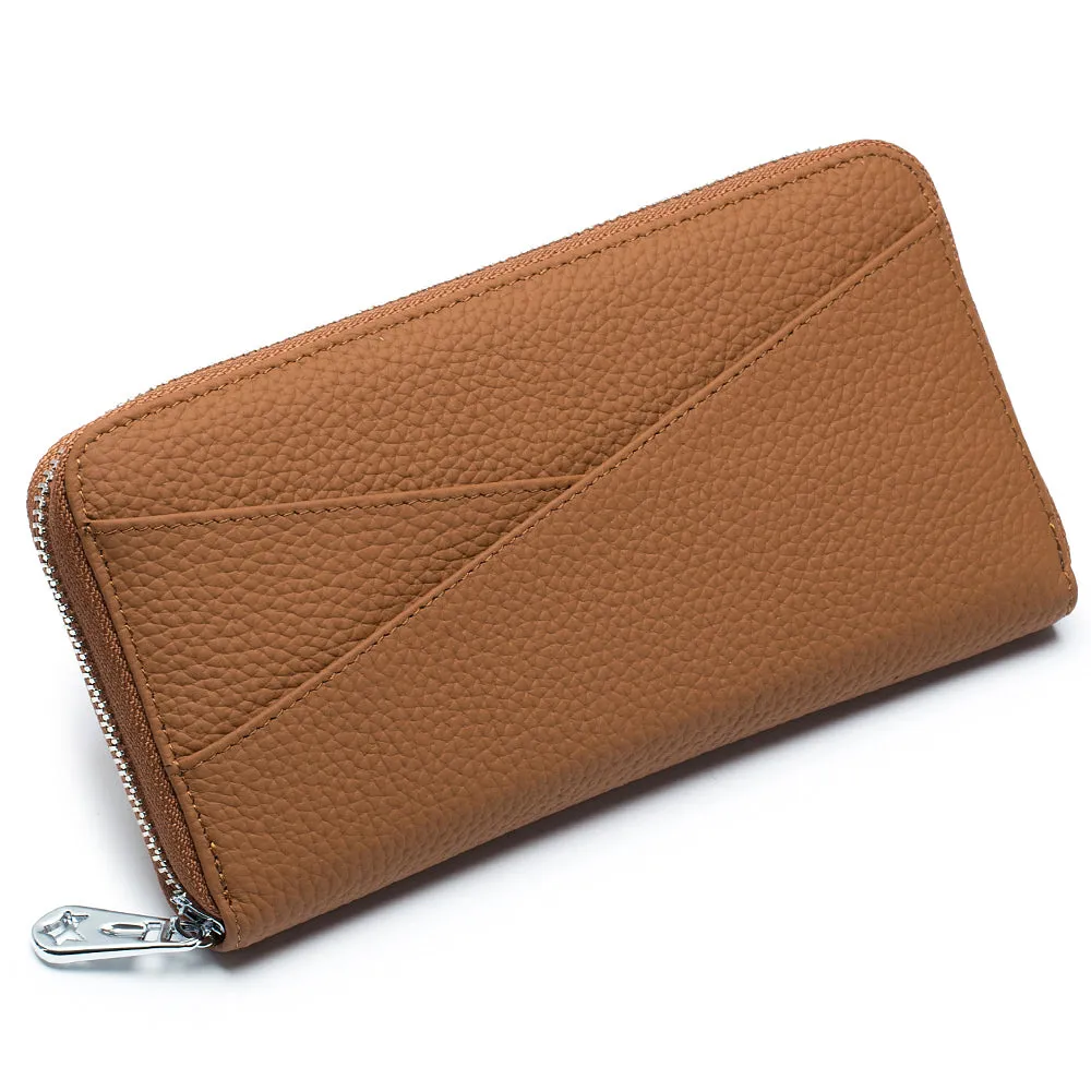 MINTEGRA Women's Wallet Genuine Leather RFID Blocking Credit Card Case Elegant Clutch Purse Travel Phone Wallet with ID Window