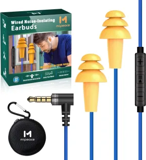 MIPEACE Work Earbuds Headphones,Safety Industrial Ear Plugs Headphones with mic and Volume Control- Noise Reduction Earphones for Work Construction