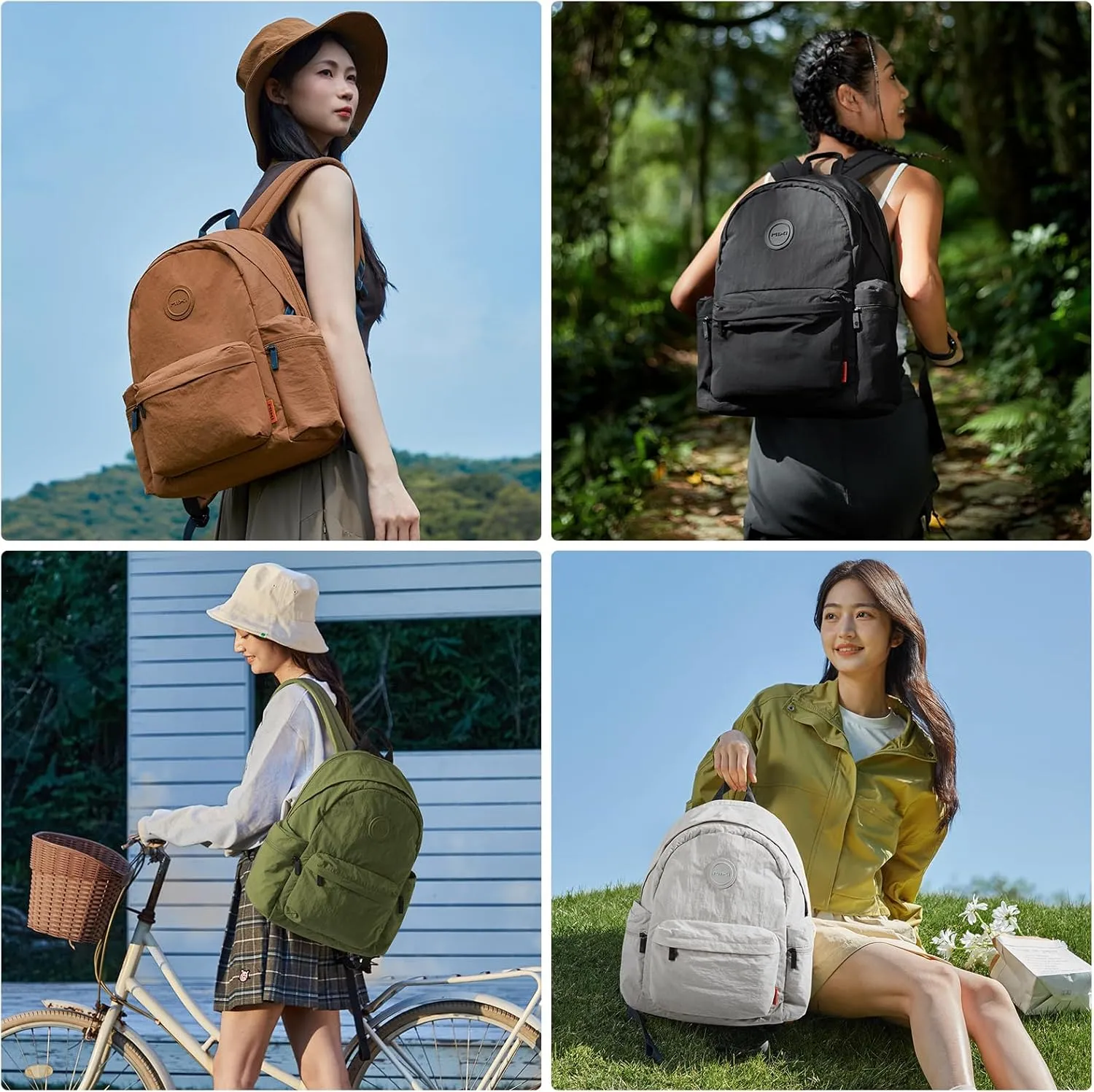mixi Outdoor Lightweight Backpack Casual Carry On Laptop Backpack Travel Bookbag for Women Men, Water Resistant Durable Hiking Bag for Camping Weekender Sports College Work, 17 Inch, Jungle Green