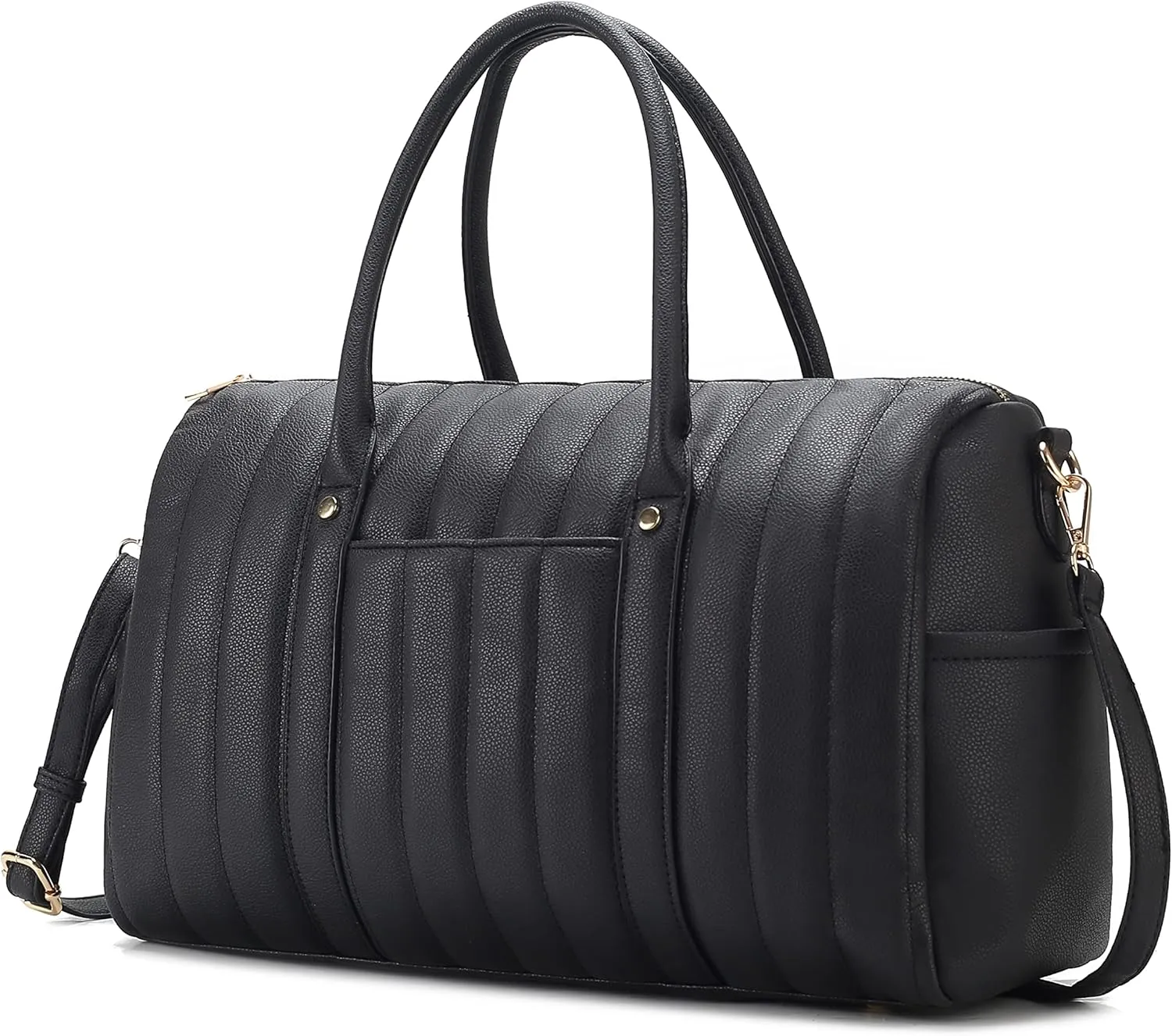 MKF Collection Travel Duffle Bag for Women, Quilted Vegan Leather Large Overnight Fashion Weekender Carry-on Handbags