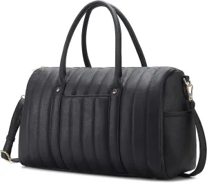MKF Collection Travel Duffle Bag for Women, Quilted Vegan Leather Large Overnight Fashion Weekender Carry-on Handbags