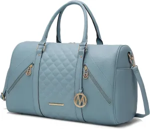 MKF Collection Travel Duffle Bag for Women, Quilted Vegan Leather Large Overnight Fashion Weekender Carry-on Handbags