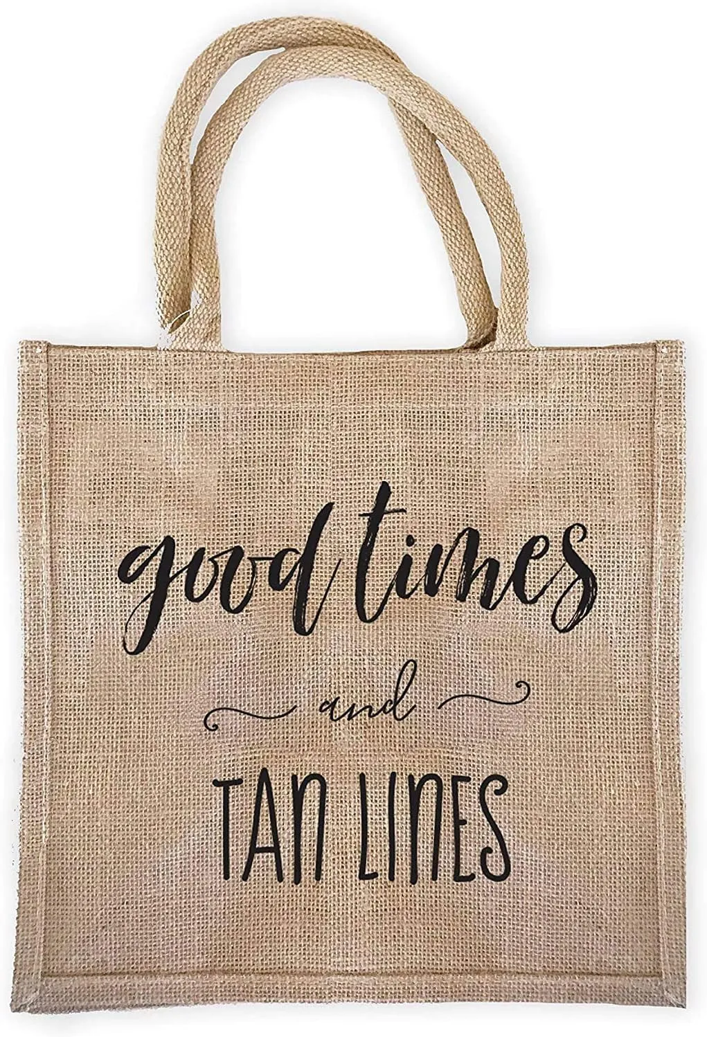 ModParty Good Times & Tan Lines Tote Bags | Pack of 6 | Bachelorette Party Favor Beach Bag | Bridesmaid Proposal Gifts | Summer Girls Trip Burlap Bag | Bridal Party Gift Bags