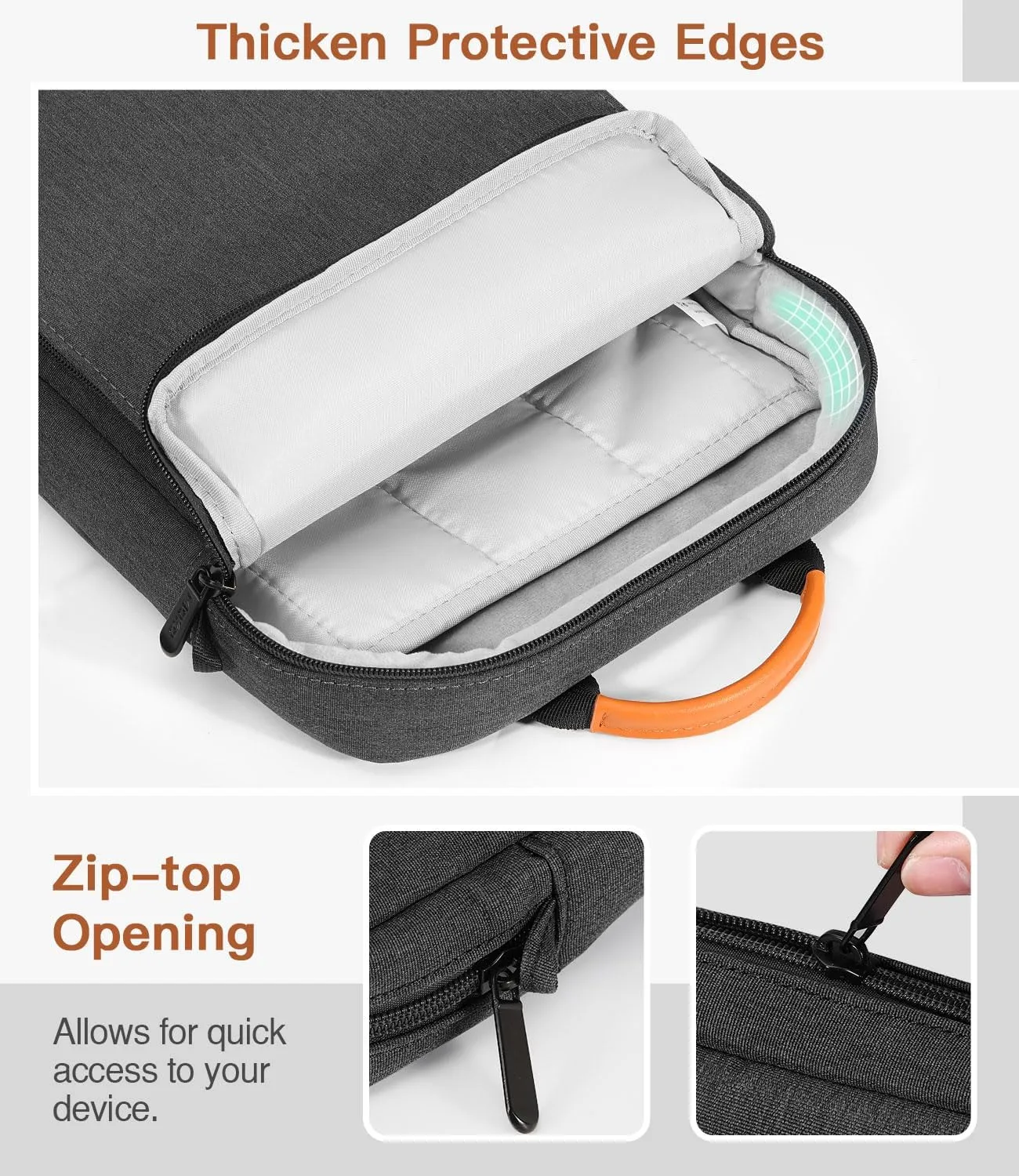 MoKo 12.9 Inch Tablet Sleeve Bag,Fits with 13 Inch New iPad Pro M4 & Air M2 2024,iPad Pro 12.9 M2&M1,Surface Laptop Go 12.4,Galaxy Tab S8 /S9  12.4,Handle Carrying Case with Shoulder Strap,Black &Gray