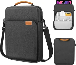 MoKo 12.9 Inch Tablet Sleeve Bag,Fits with 13 Inch New iPad Pro M4 & Air M2 2024,iPad Pro 12.9 M2&M1,Surface Laptop Go 12.4,Galaxy Tab S8 /S9  12.4,Handle Carrying Case with Shoulder Strap,Black &Gray