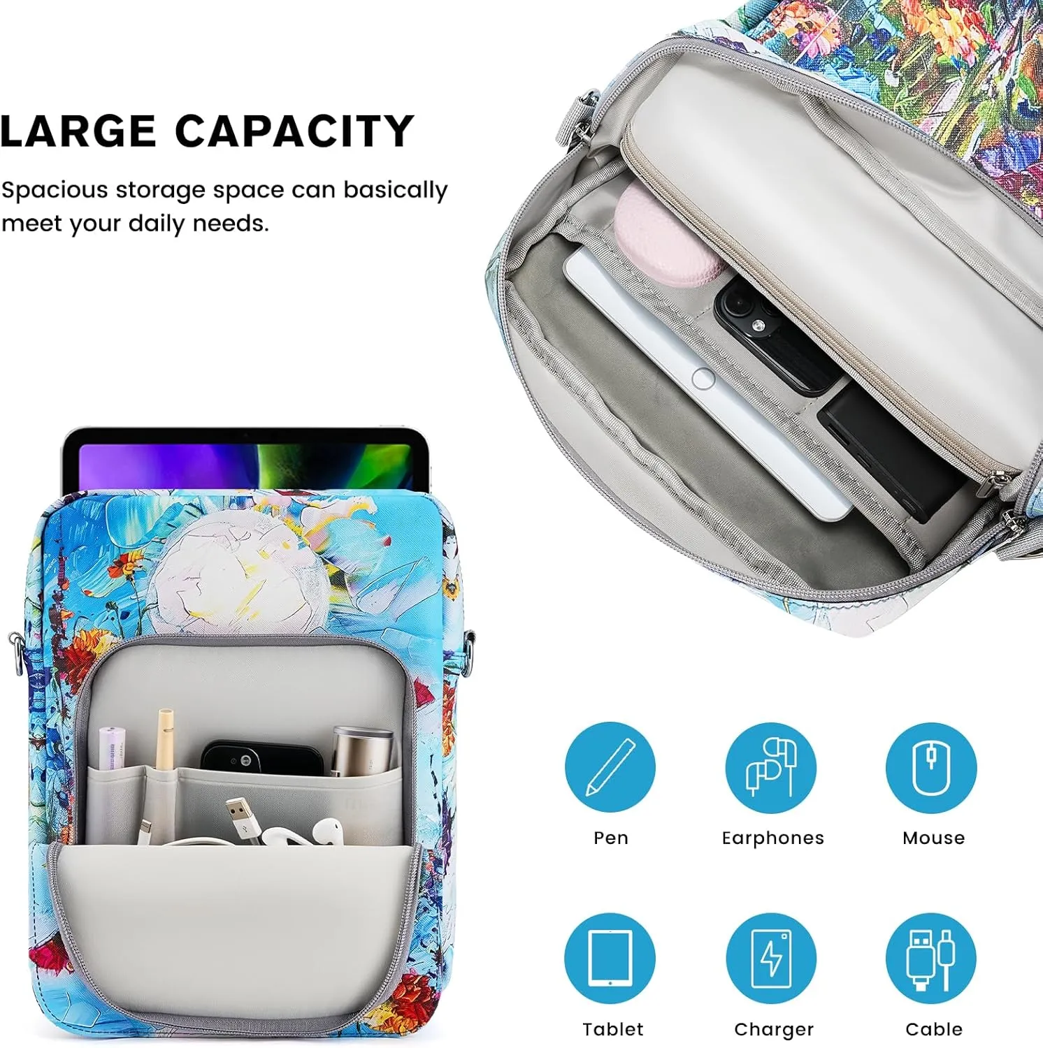 MOLSHINE 9-11.6 Inch Tablet Sleeve Bag Pouch with Handle & Shoulder Strap,Carrying Case for Laptop,iPad,Samsung Galaxy Tab