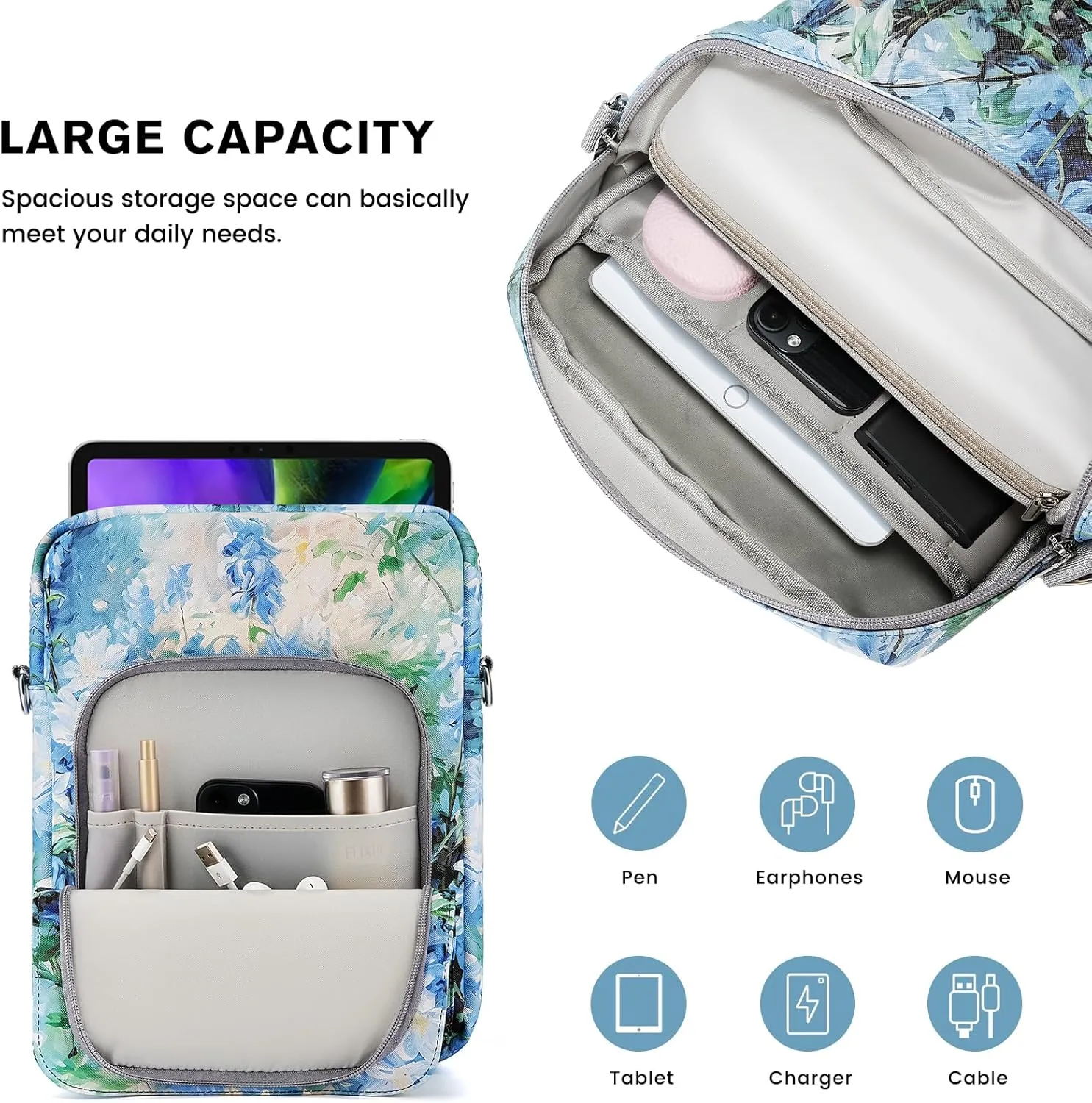 MOLSHINE 9-11.6 Inch Tablet Sleeve Bag Pouch with Handle & Shoulder Strap,Carrying Case for Laptop,iPad,Samsung Galaxy Tab