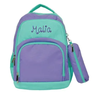 Monogrammed Purple with Mint Trim Computer Backpack