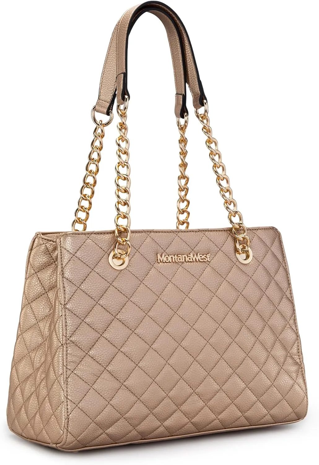 Montana West MEDIUM Tote Bag for Women Quilted Chain Handbags Shoulder Purse