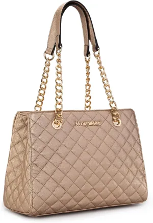 Montana West MEDIUM Tote Bag for Women Quilted Chain Handbags Shoulder Purse