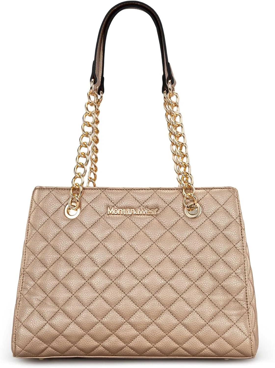 Montana West MEDIUM Tote Bag for Women Quilted Chain Handbags Shoulder Purse
