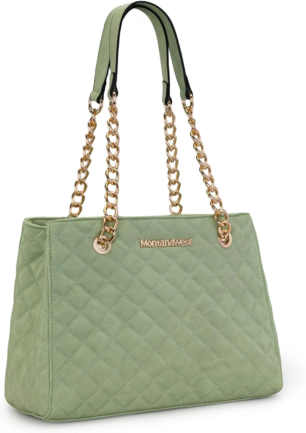 Montana West MEDIUM Tote Bag for Women Quilted Chain Handbags Shoulder Purse