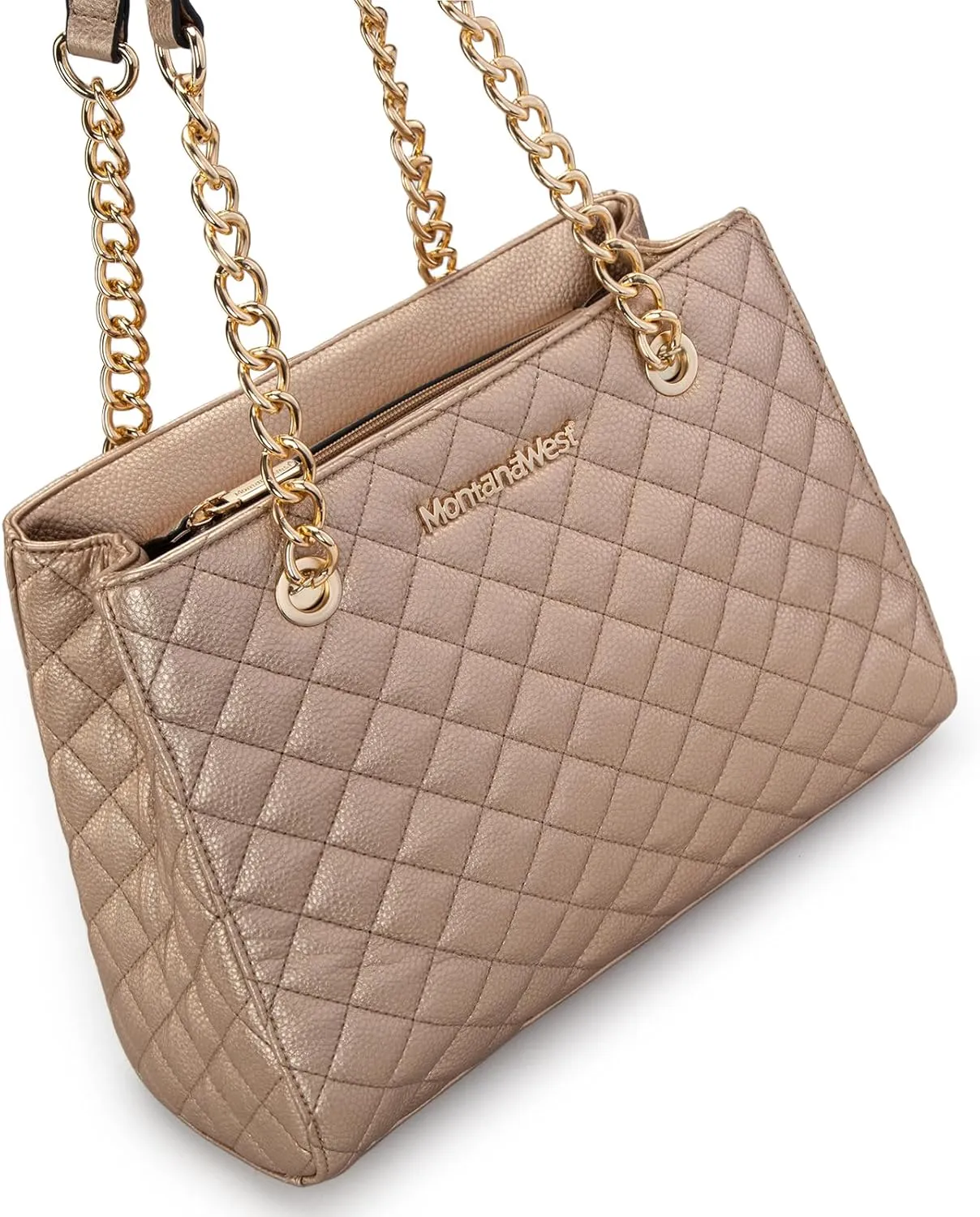 Montana West MEDIUM Tote Bag for Women Quilted Chain Handbags Shoulder Purse