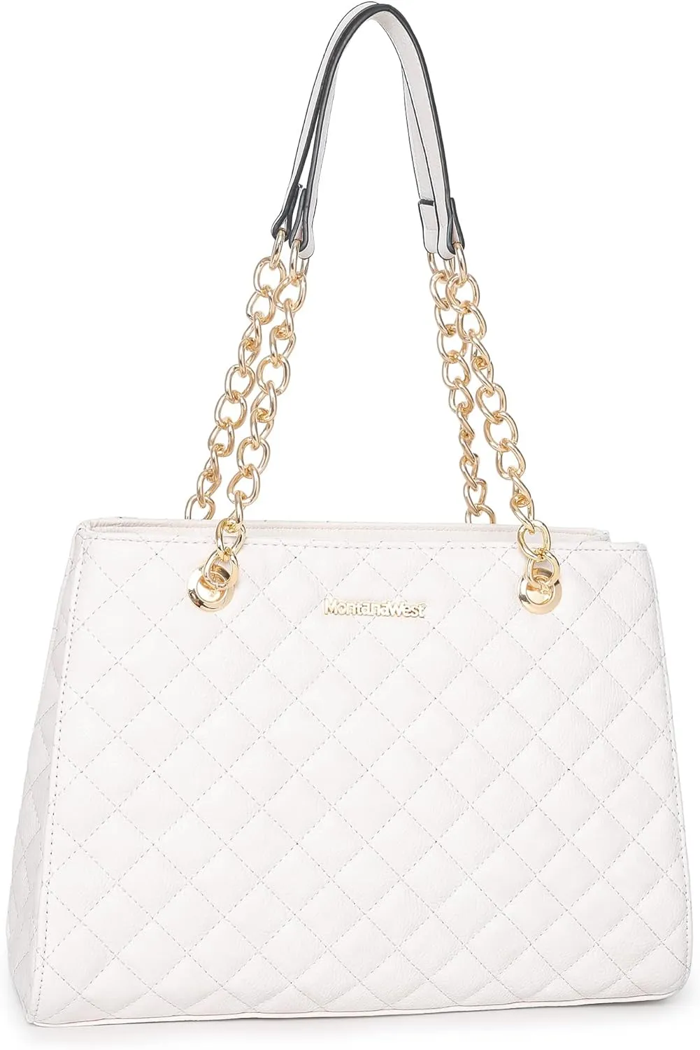 Montana West MEDIUM Tote Bag for Women Quilted Chain Handbags Shoulder Purse