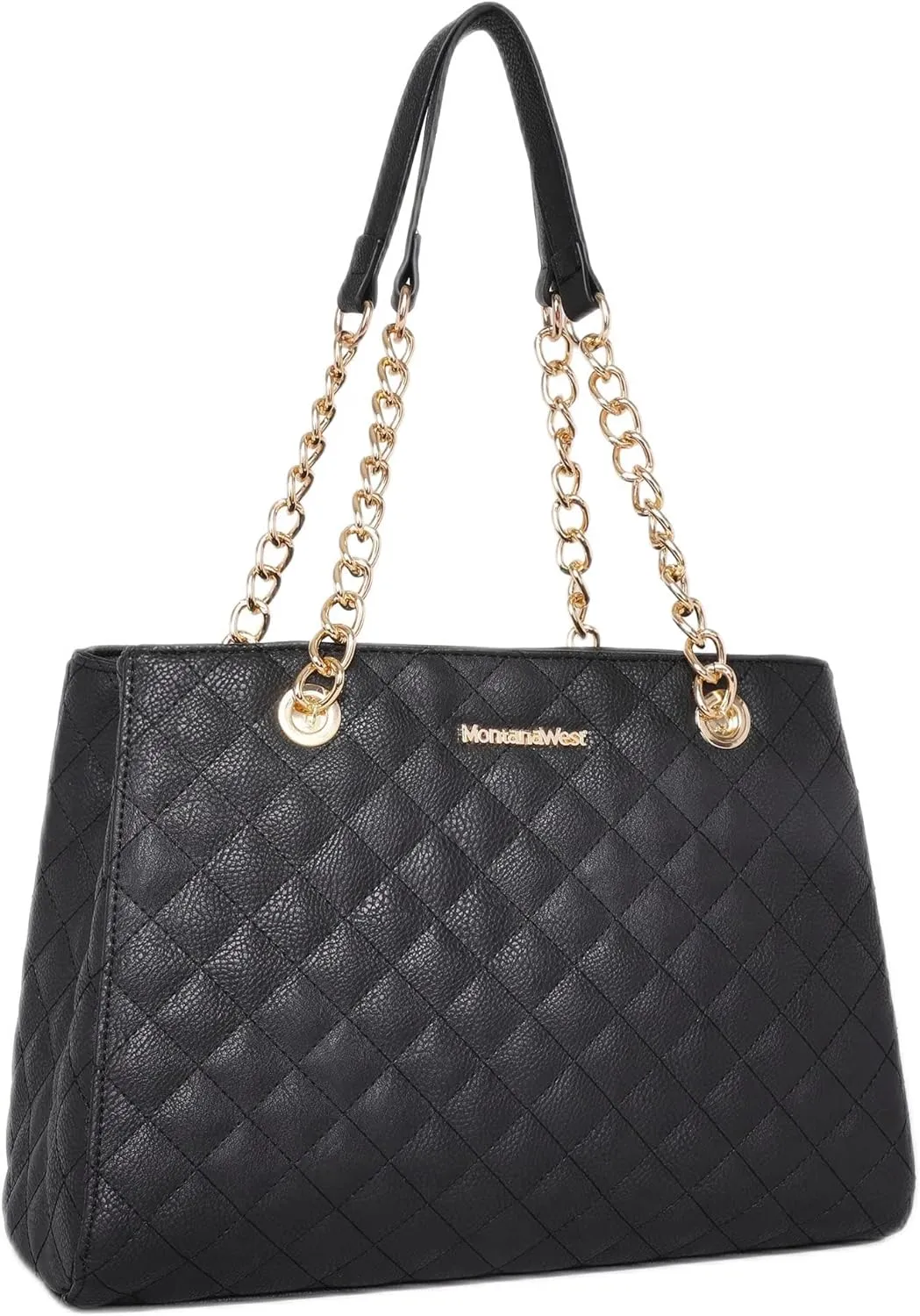 Montana West MEDIUM Tote Bag for Women Quilted Chain Handbags Shoulder Purse