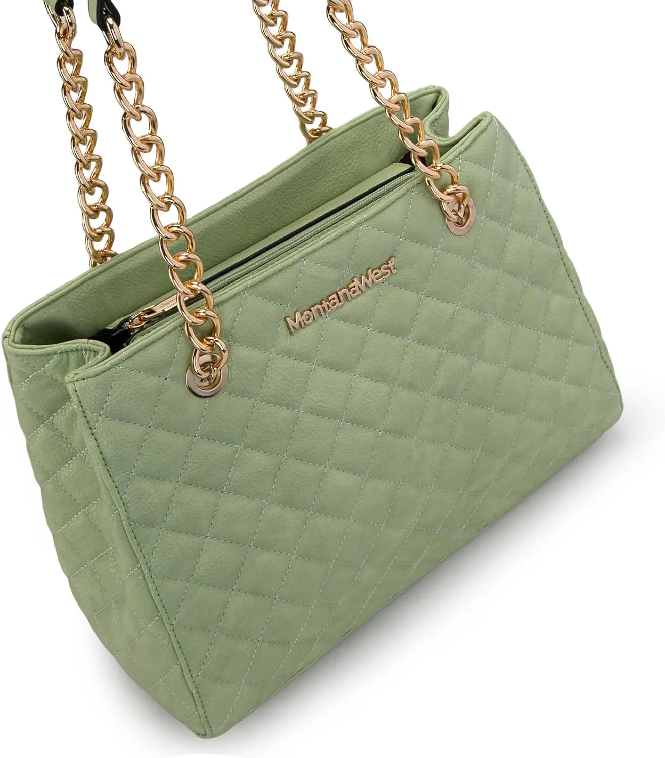 Montana West MEDIUM Tote Bag for Women Quilted Chain Handbags Shoulder Purse