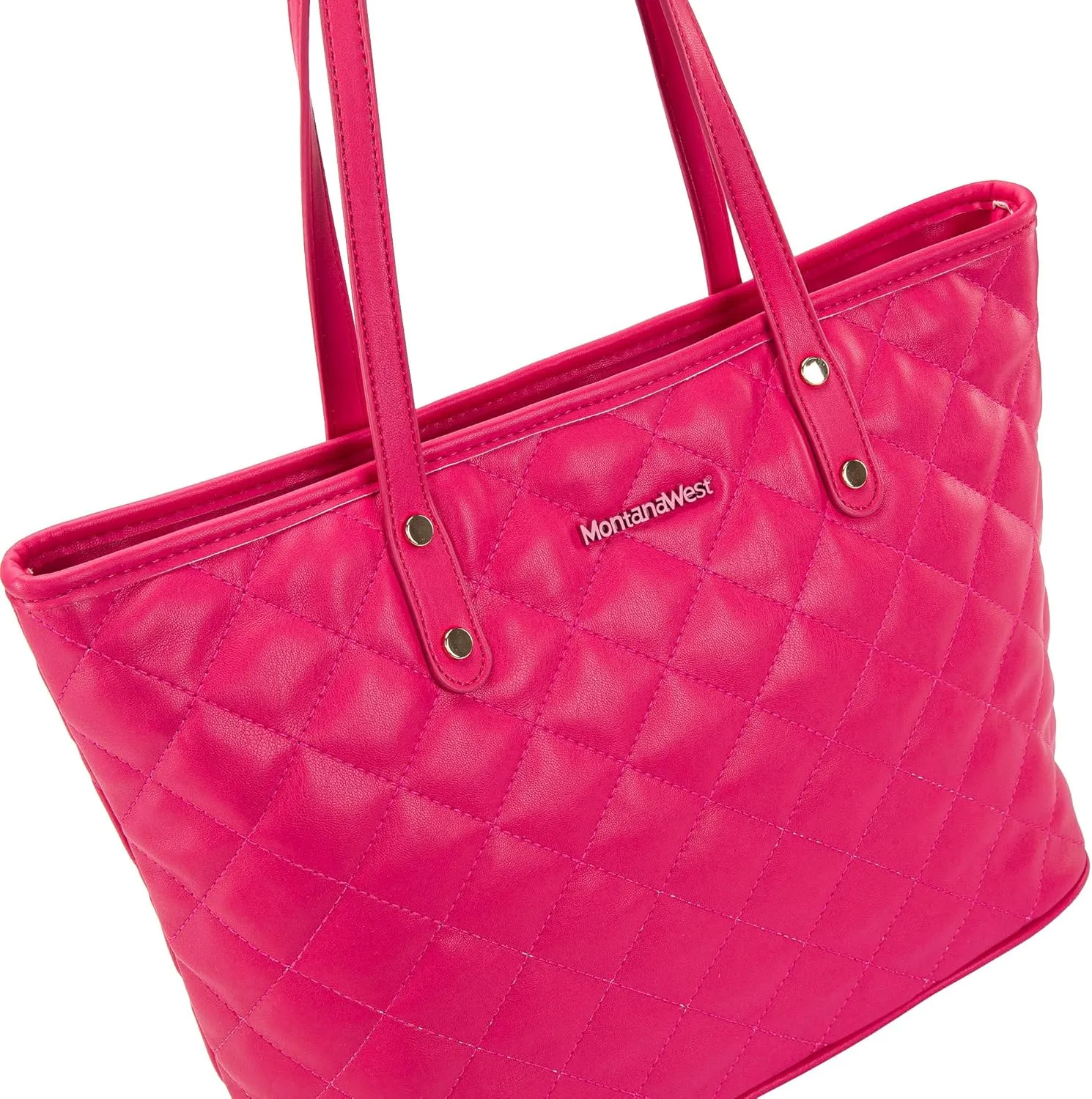 Montana West Quilted Tote Bag for Women Large Shoulder Bag Fashion Handbags with Top Zipper