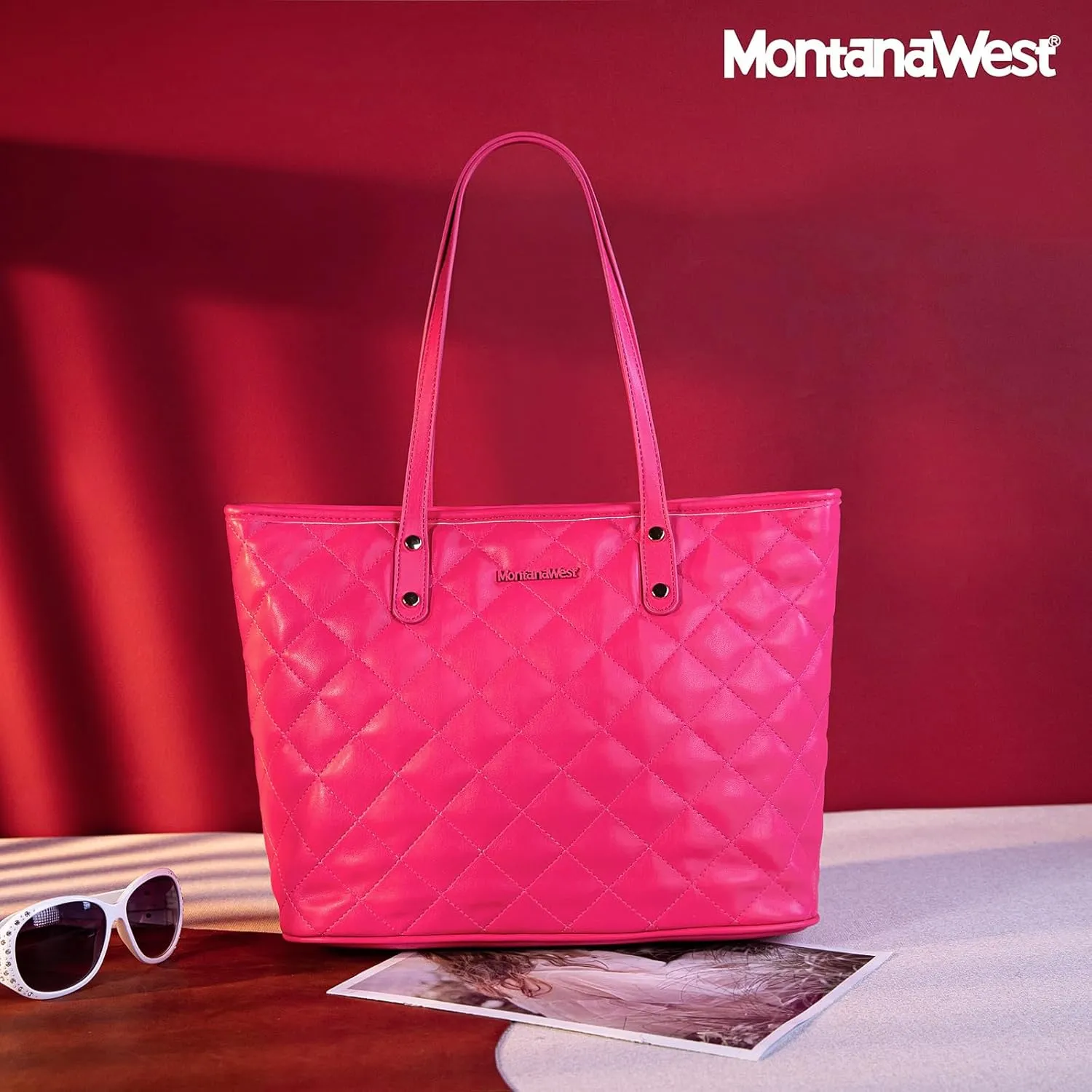 Montana West Quilted Tote Bag for Women Large Shoulder Bag Fashion Handbags with Top Zipper
