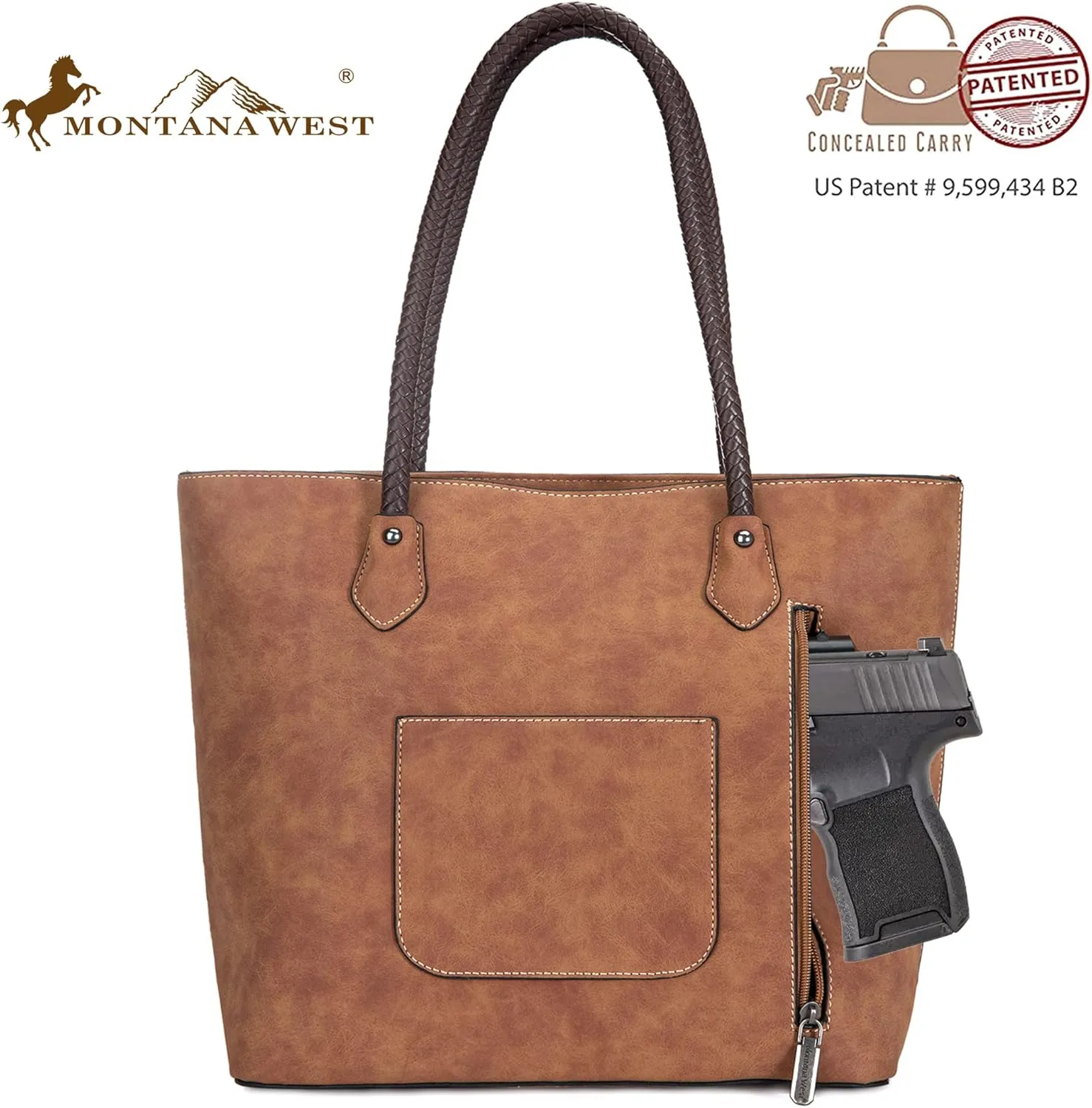 Montana West Woven Tote Bags for Women Medium Purses and Handbags with Concealed Carry Back Zipper Pocket