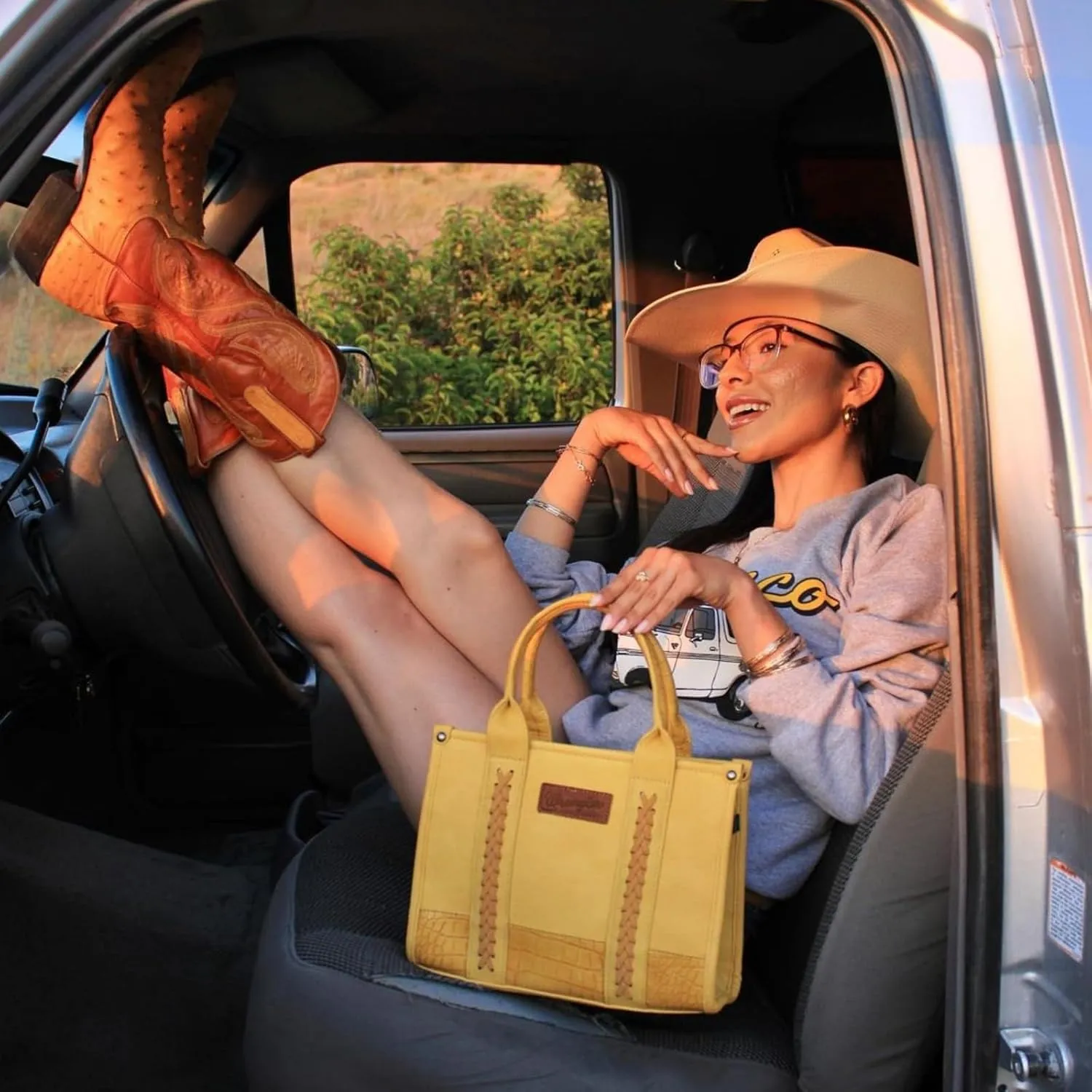 Montana West × Wrangler Tote Bag for Women Western Cow Print Purse Designer Top Handle Handbags