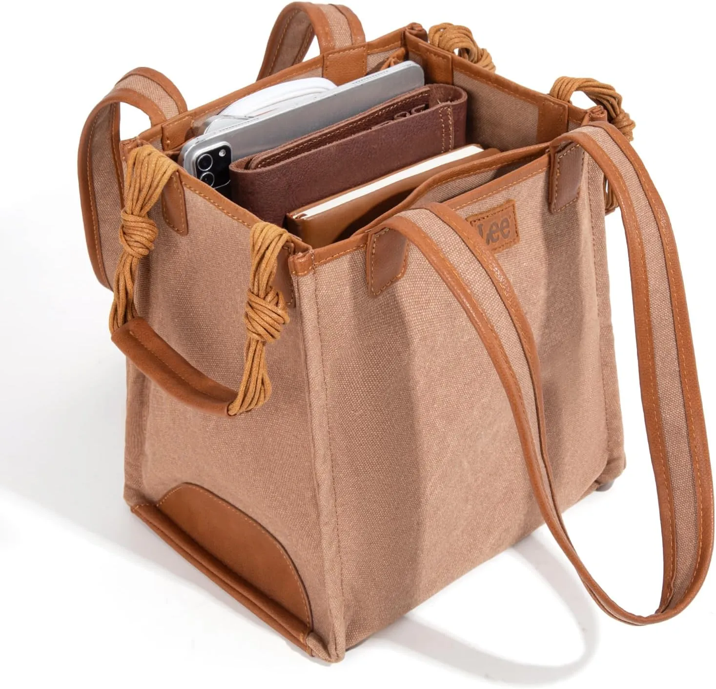 Montana West x Lee Canvas Tote Bag for Women Square Shoulder Handbag with Multiple Pockets for Work