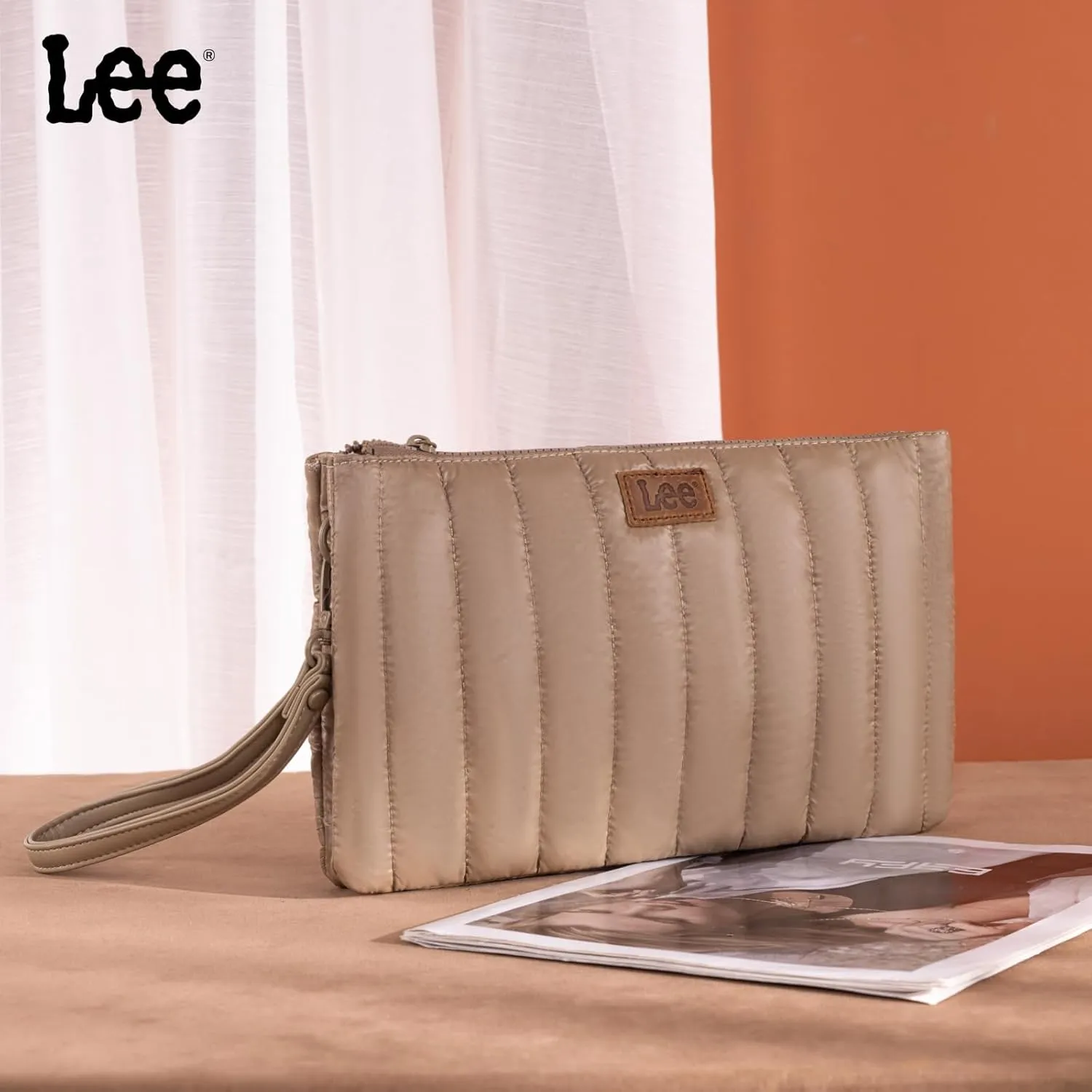 Montana West x Lee Large Wristlet Purse for Women Quilted Puffer Clutch Slim Wallet Handbags Holder Cell Phone Organizer