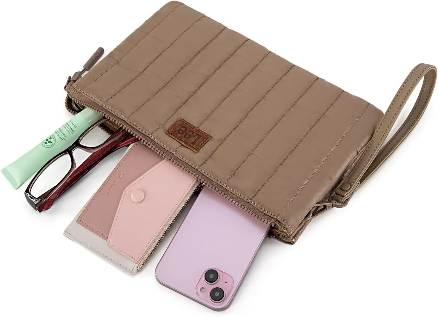 Montana West x Lee Large Wristlet Purse for Women Quilted Puffer Clutch Slim Wallet Handbags Holder Cell Phone Organizer