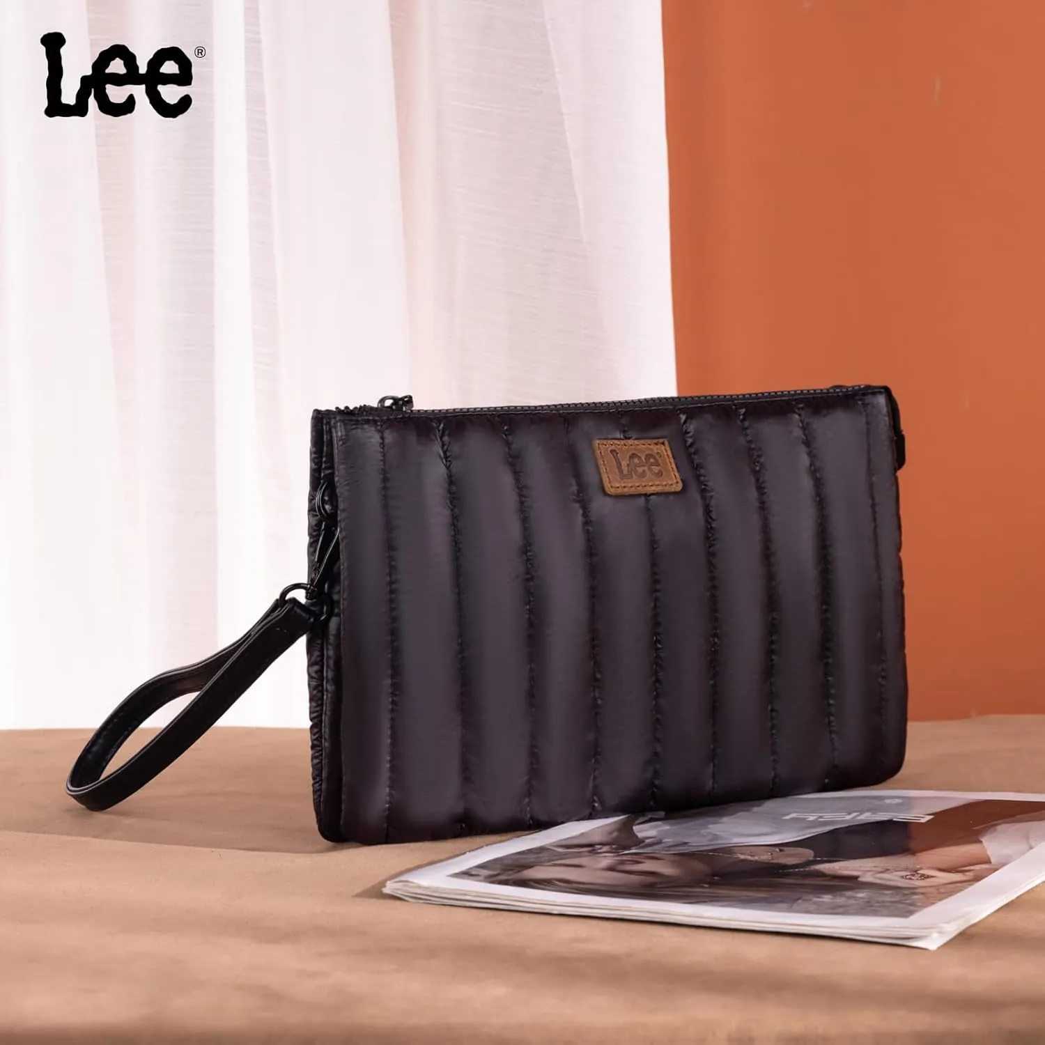 Montana West x Lee Large Wristlet Purse for Women Quilted Puffer Clutch Slim Wallet Handbags Holder Cell Phone Organizer