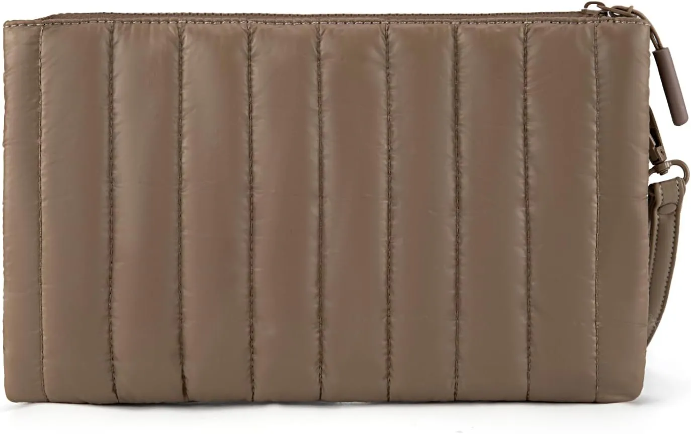 Montana West x Lee Large Wristlet Purse for Women Quilted Puffer Clutch Slim Wallet Handbags Holder Cell Phone Organizer