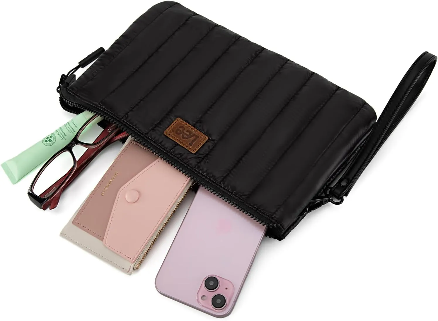 Montana West x Lee Large Wristlet Purse for Women Quilted Puffer Clutch Slim Wallet Handbags Holder Cell Phone Organizer