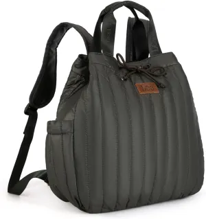 Montana West x Lee Puffer Backpack Purse for Women Quilted Travel Fashion Backpack Daypack Ladies Casual Drawstring Bag Dark Green
