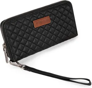 Montana West X Wrangler Large Quilted Wallet for Women with a Detachable Wristlet & Rfid Lining