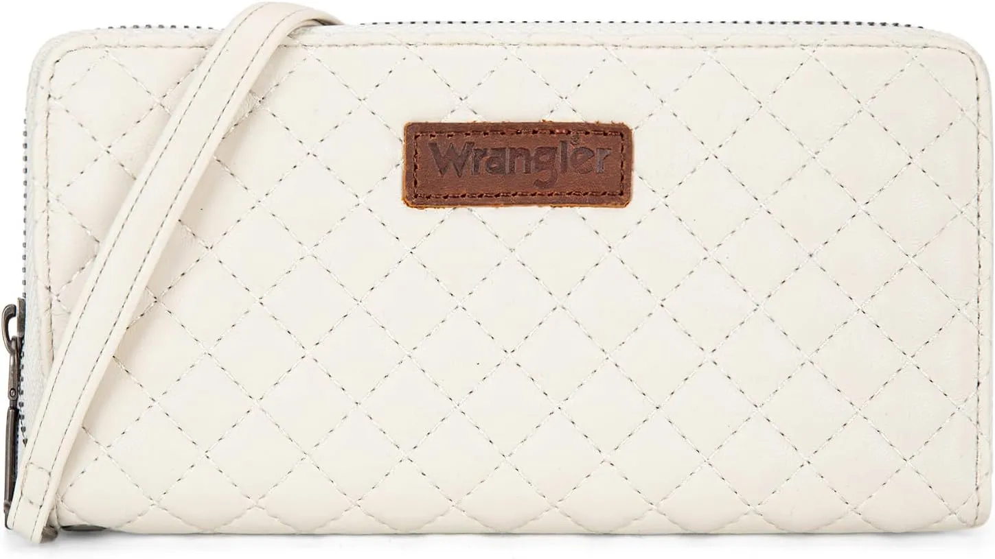 Montana West X Wrangler Large Quilted Wallet for Women with a Detachable Wristlet & Rfid Lining