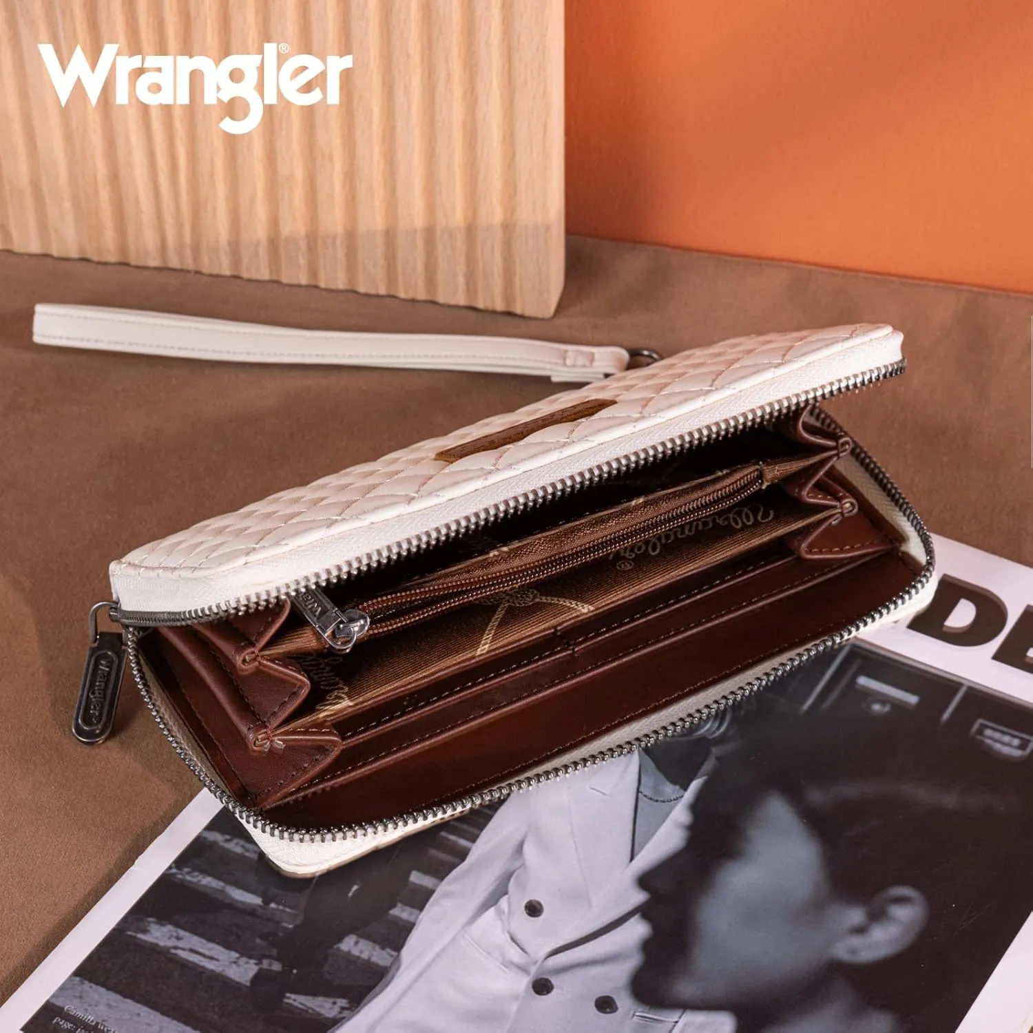 Montana West X Wrangler Large Quilted Wallet for Women with a Detachable Wristlet & Rfid Lining