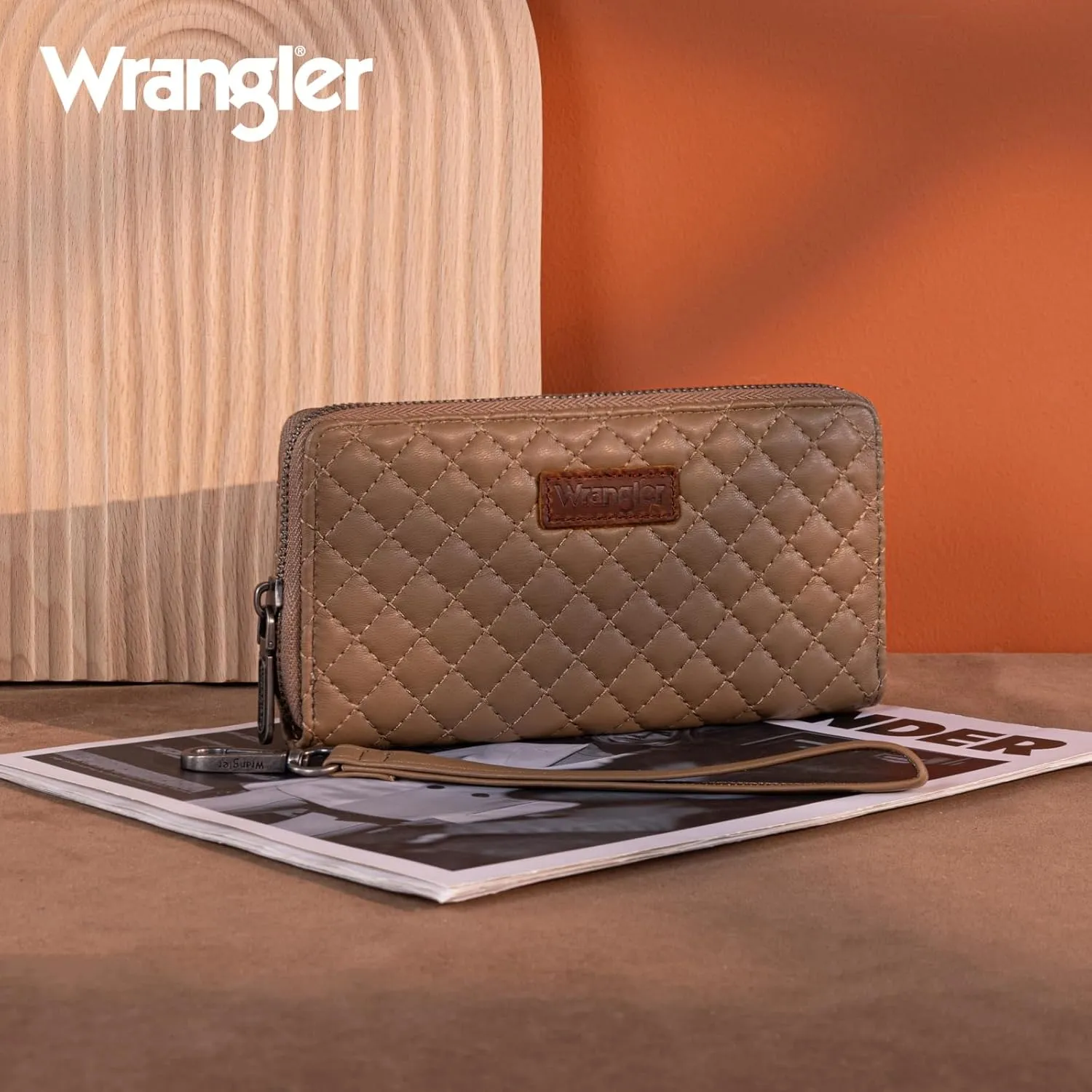 Montana West X Wrangler Large Quilted Wallet for Women with a Detachable Wristlet & Rfid Lining