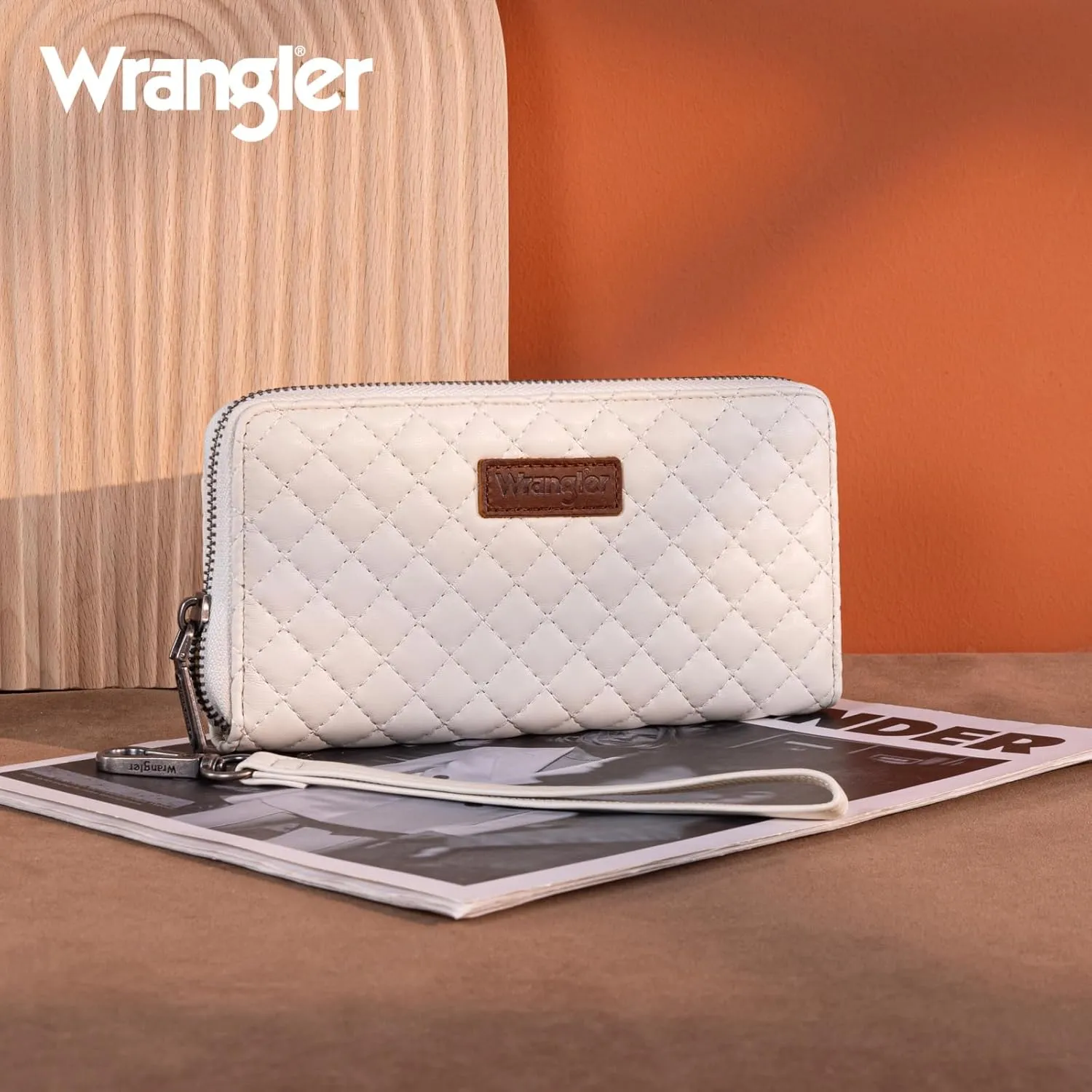 Montana West X Wrangler Large Quilted Wallet for Women with a Detachable Wristlet & Rfid Lining