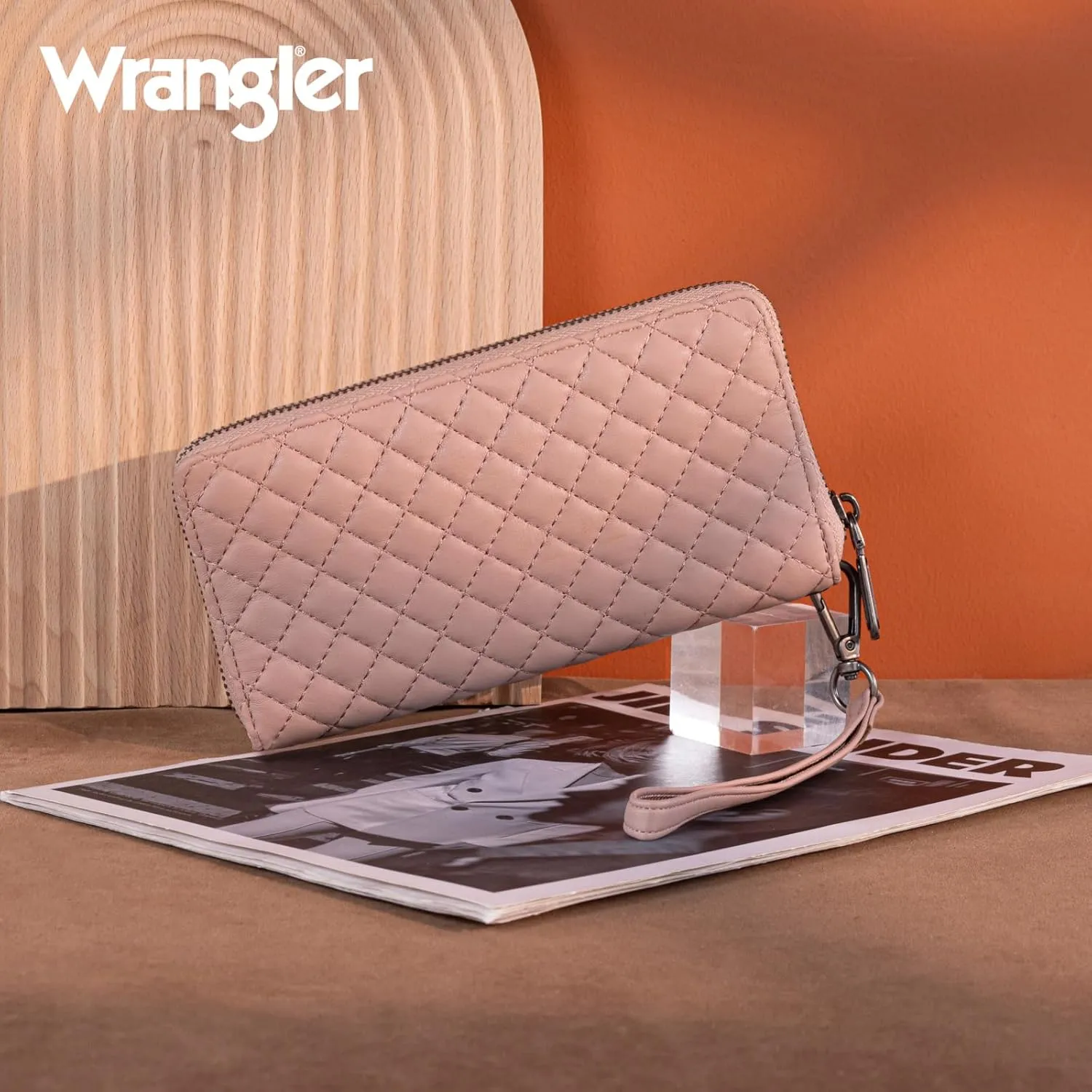 Montana West X Wrangler Large Quilted Wallet for Women with a Detachable Wristlet & Rfid Lining