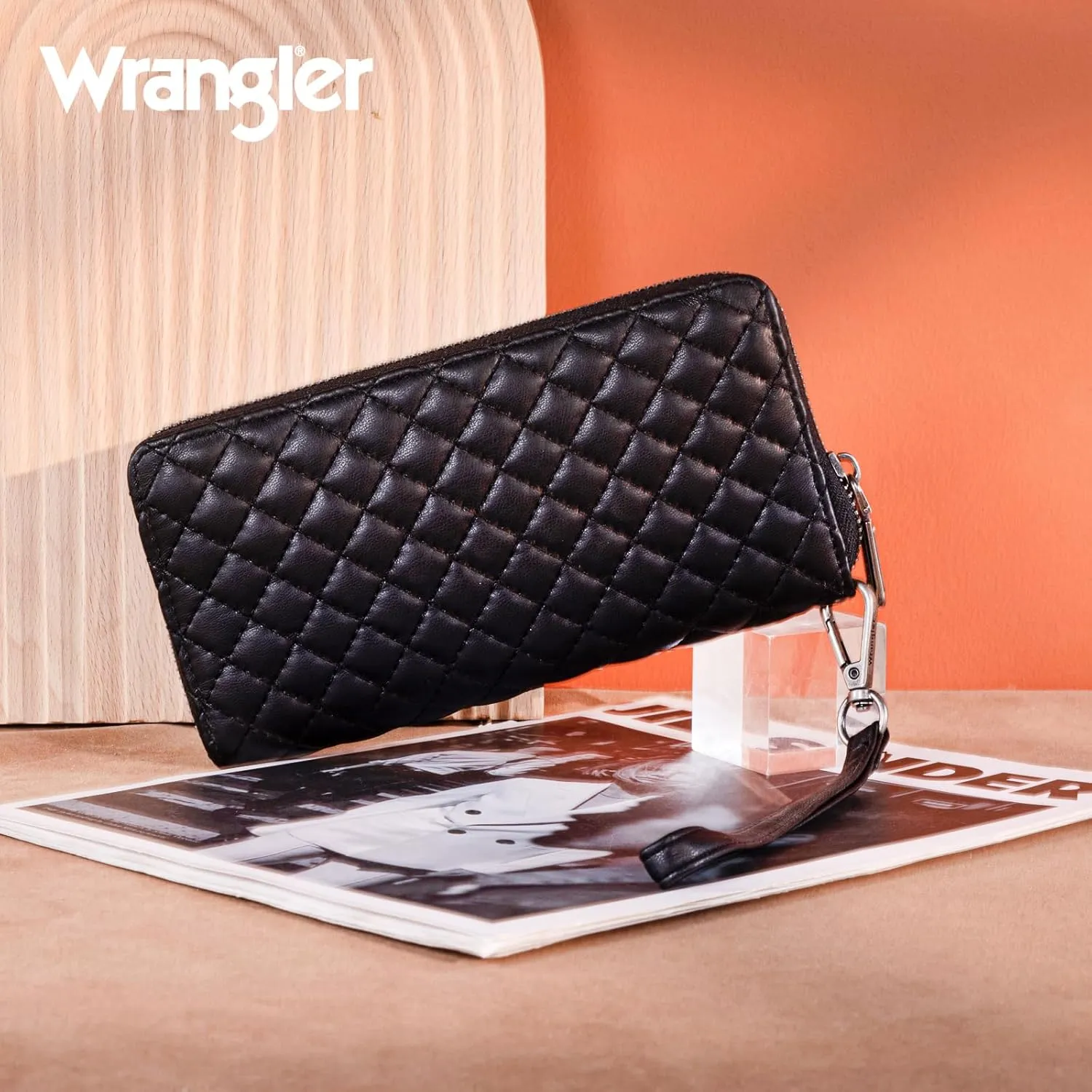 Montana West X Wrangler Large Quilted Wallet for Women with a Detachable Wristlet & Rfid Lining