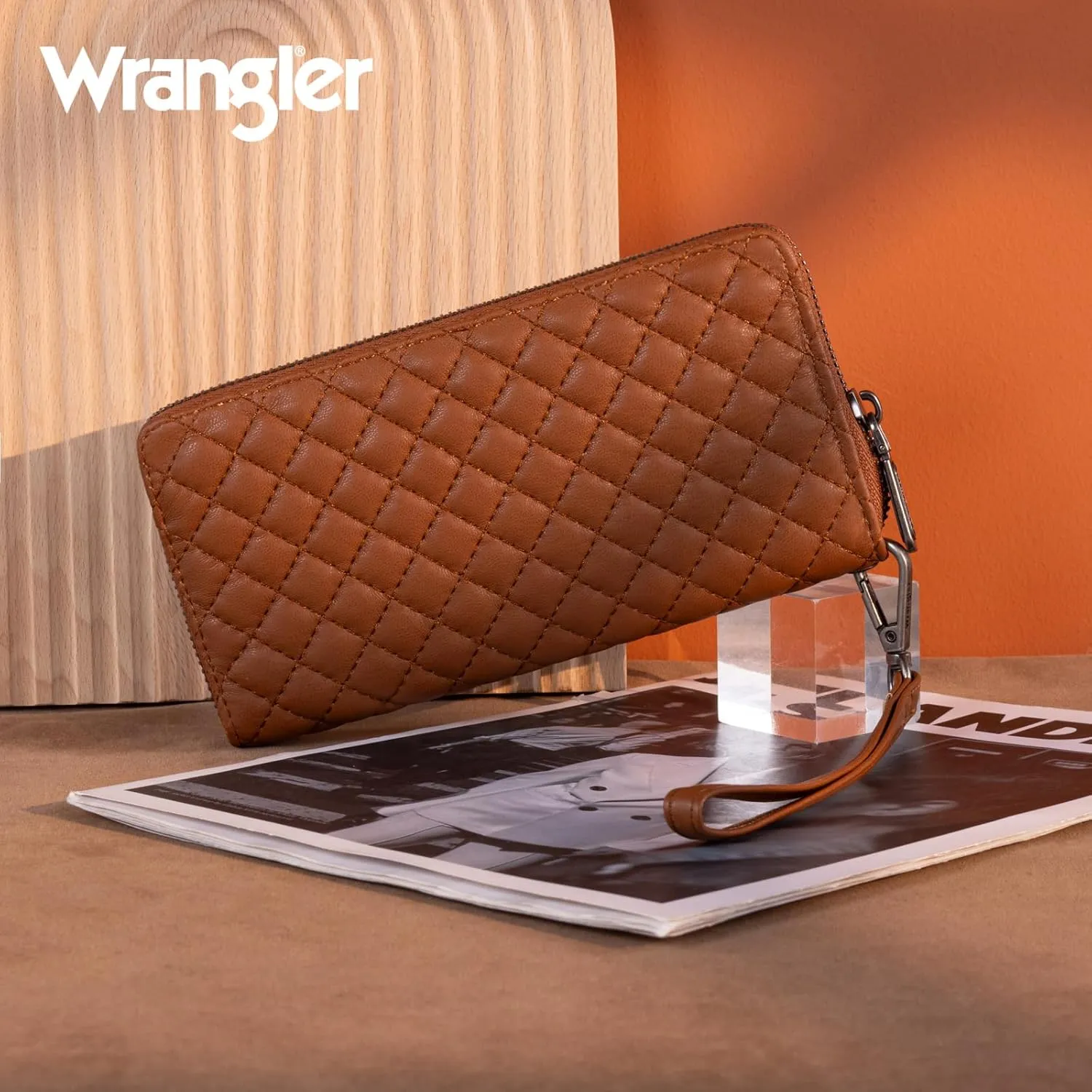 Montana West X Wrangler Large Quilted Wallet for Women with a Detachable Wristlet & Rfid Lining