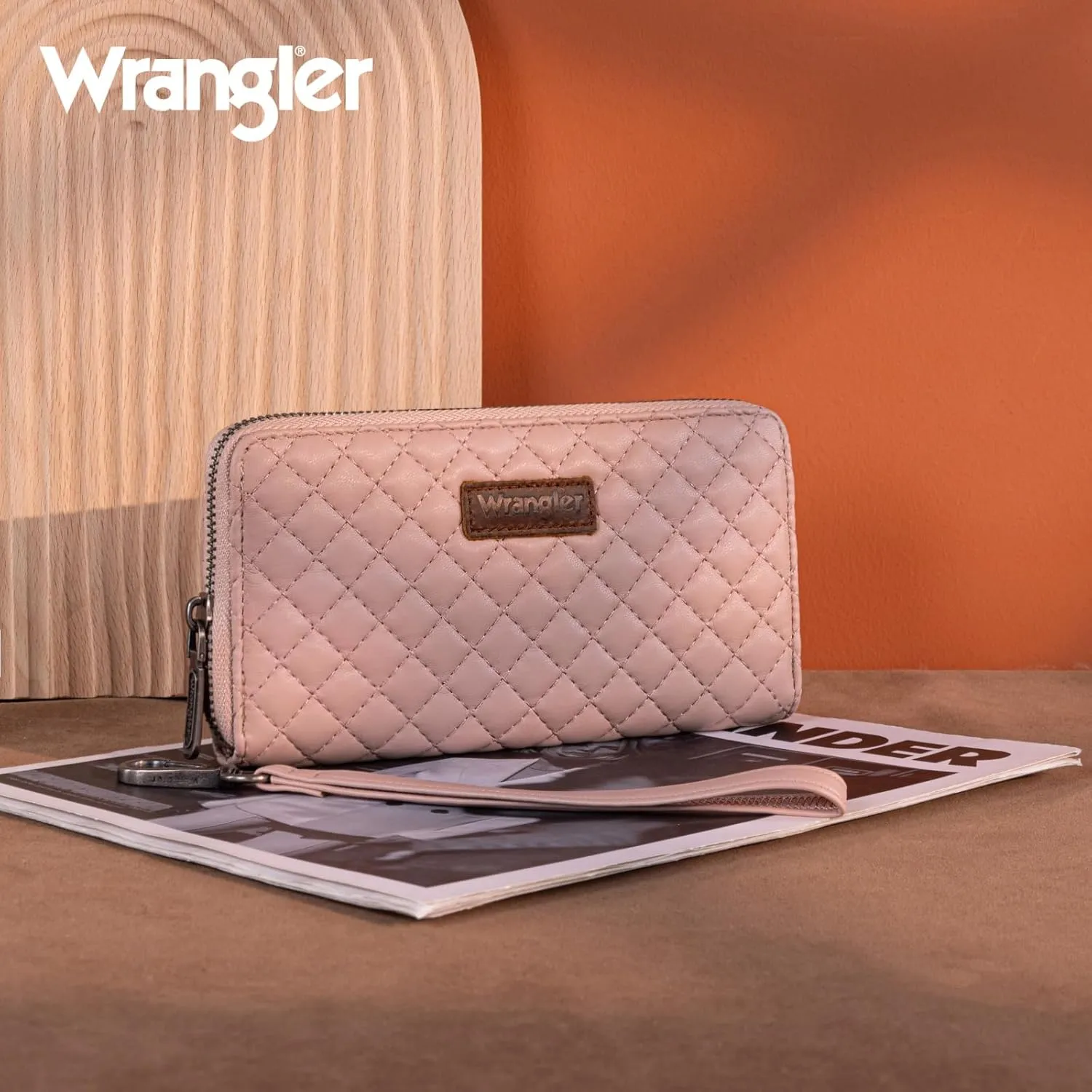 Montana West X Wrangler Large Quilted Wallet for Women with a Detachable Wristlet & Rfid Lining